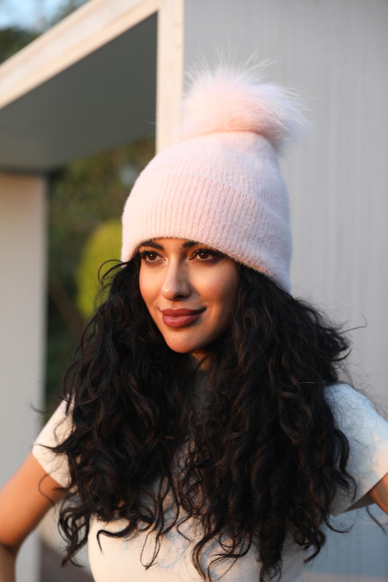 Women's Fashion Fox Fur Hat with Pom Poms - Janefur