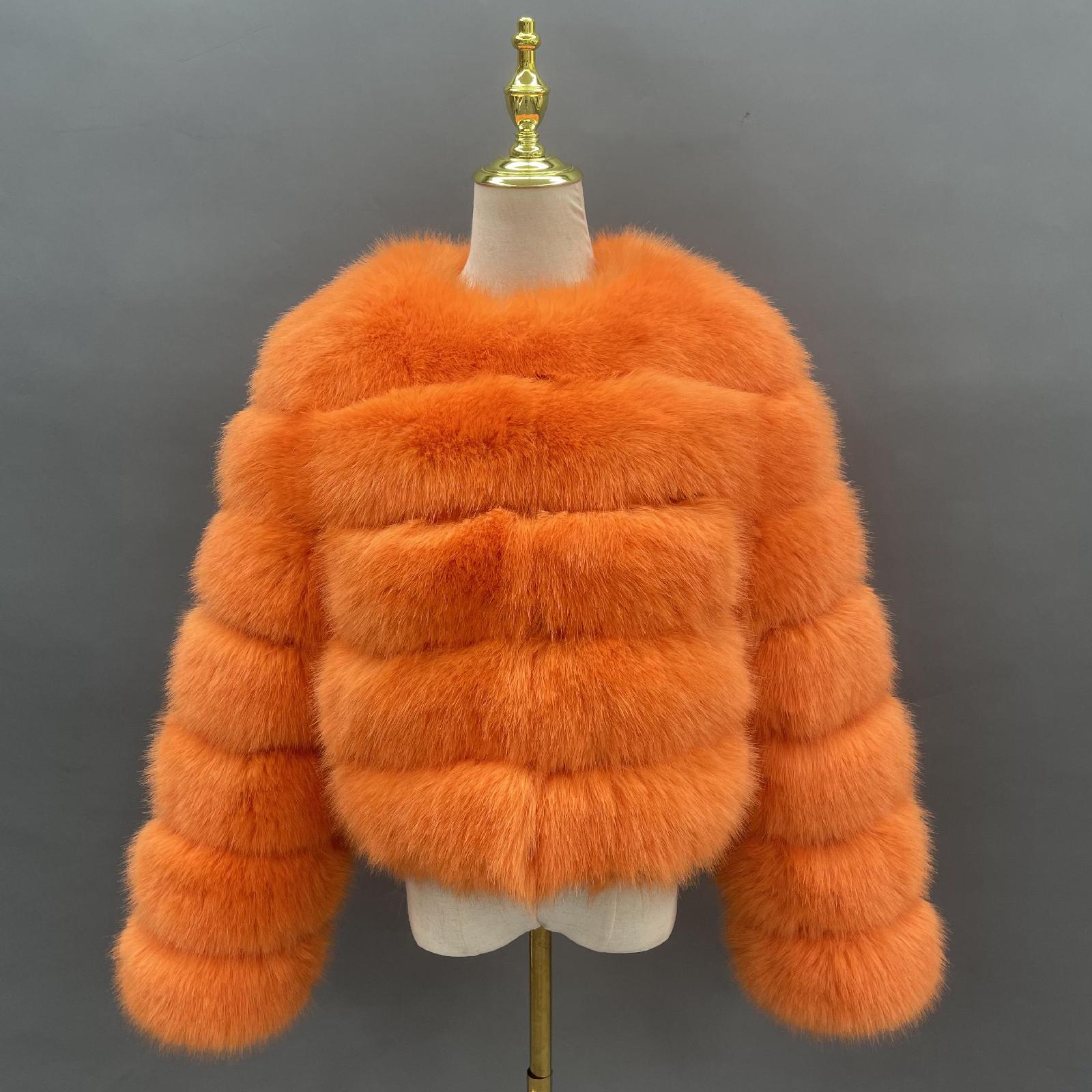 Women's Short Striped Faux Fur Coat Eco Fur Jacket - Janefur