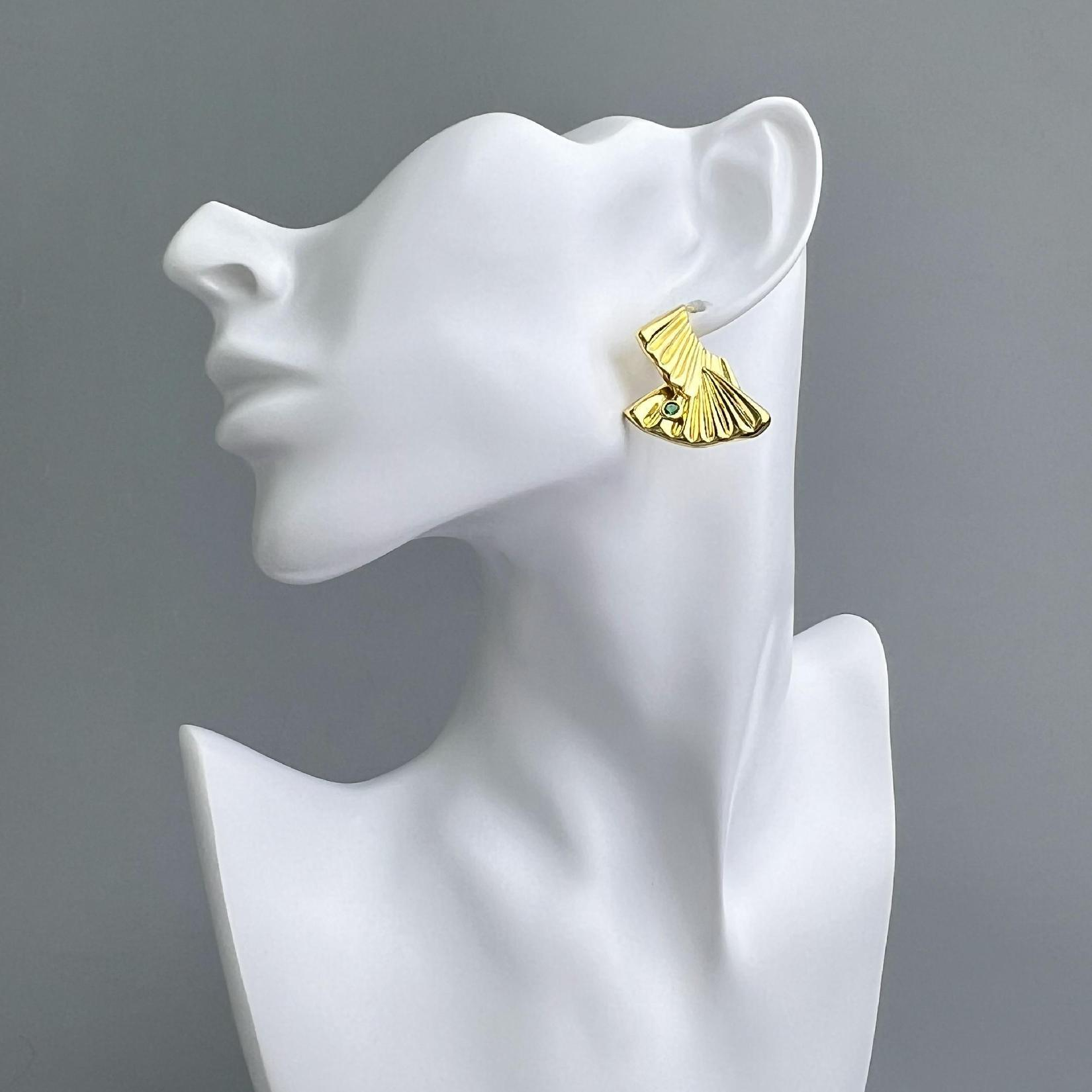 New Chinese Style Buddha Fan Series Stud Earrings Fashionable Fan-Shaped Accessories - Janefur