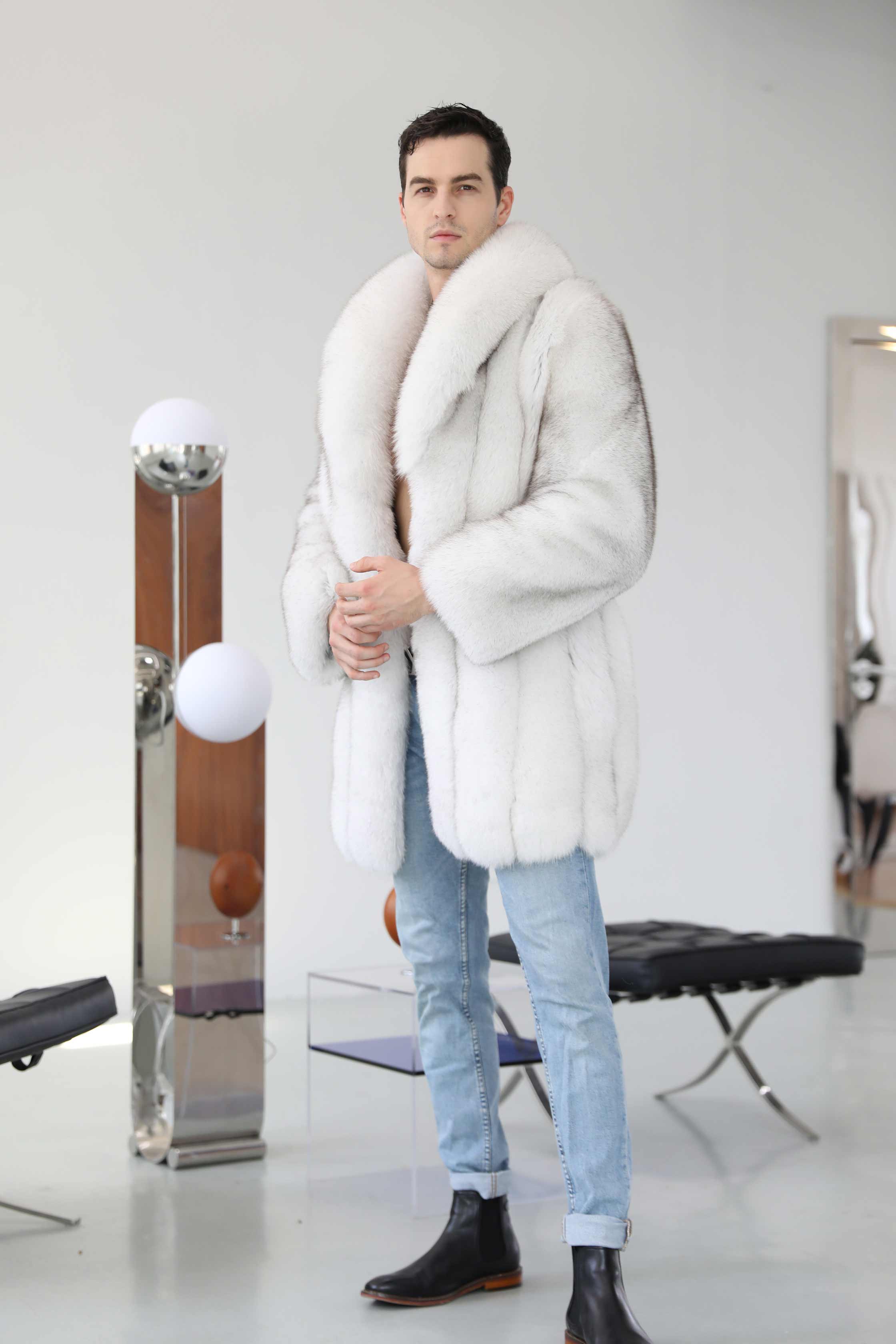 Men's Winter Luxury Natural Fur Real Fox Fur Coat - Janefur