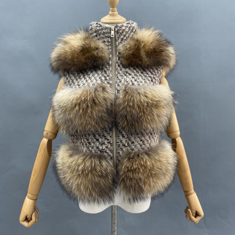 Zipped Chanel Style Raccoon Fur Vest - Janefur