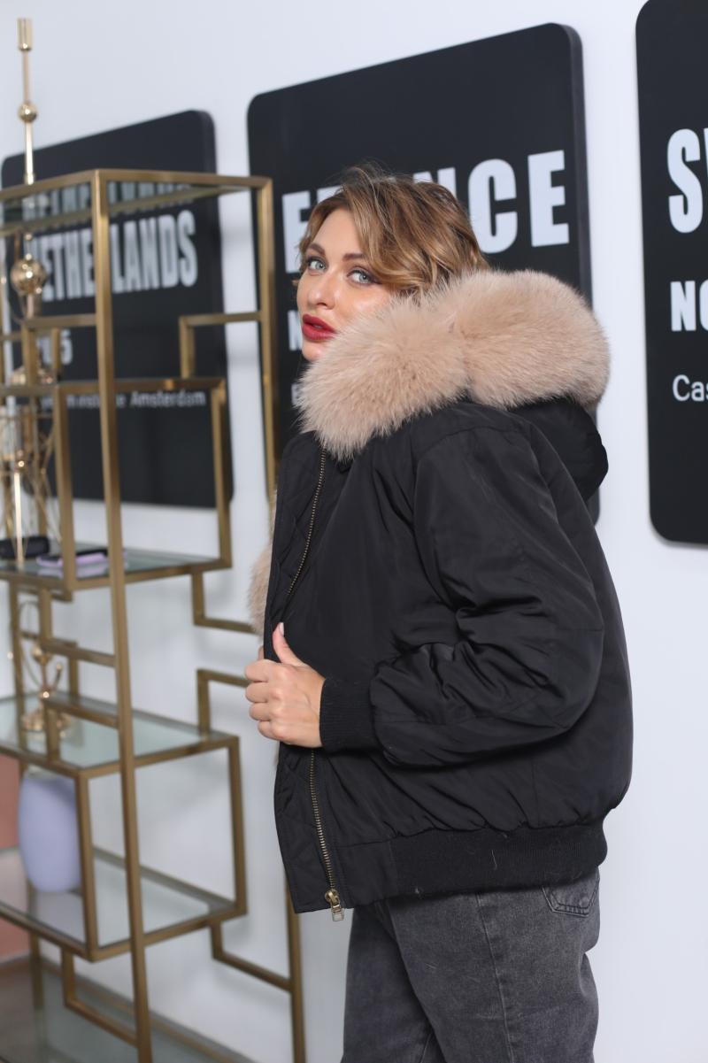 Aviator Jacket with Fox Fur - Janefur