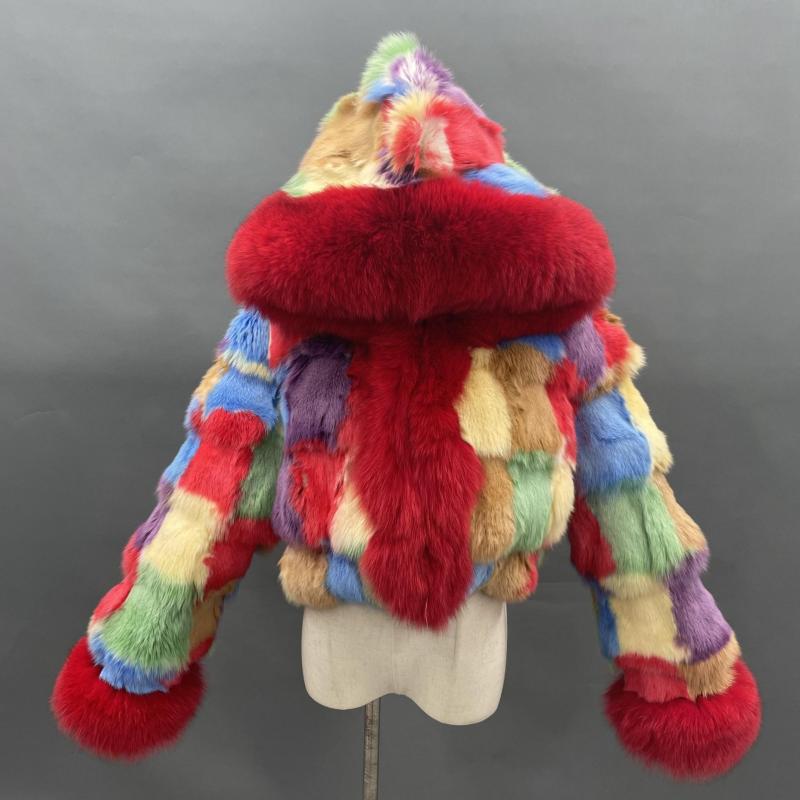 Fox Front Zipper Coat with Hood - Janefur