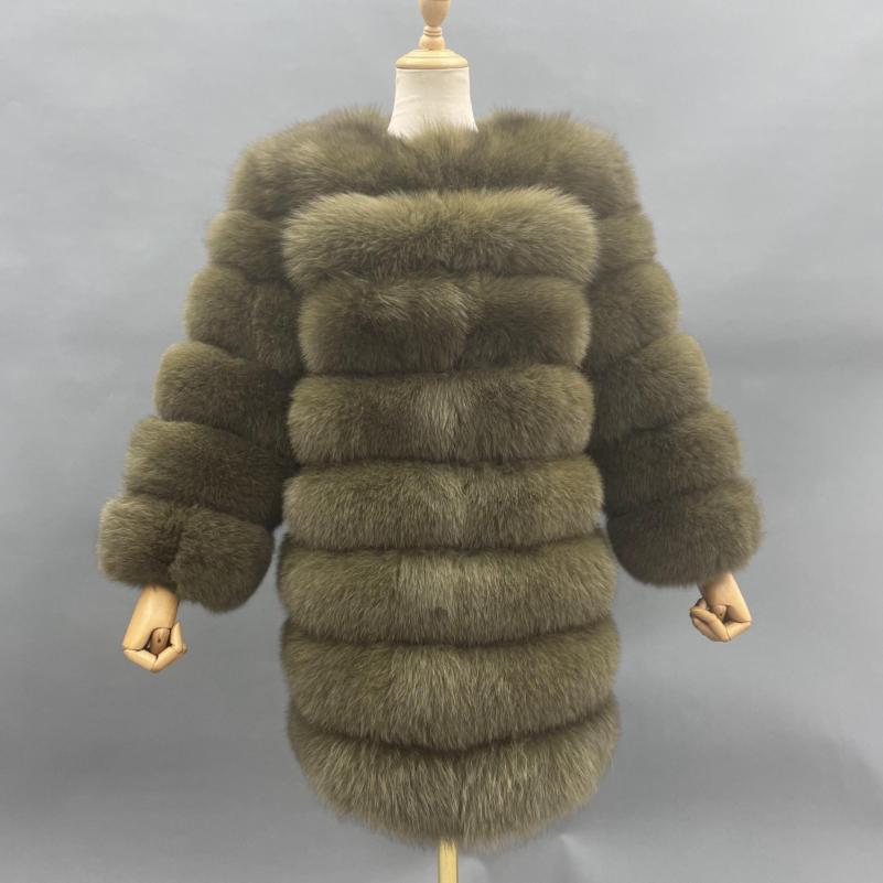 Women's Winter Warm Comfortable Crewneck Real Fox Fur Jacket - Janefur