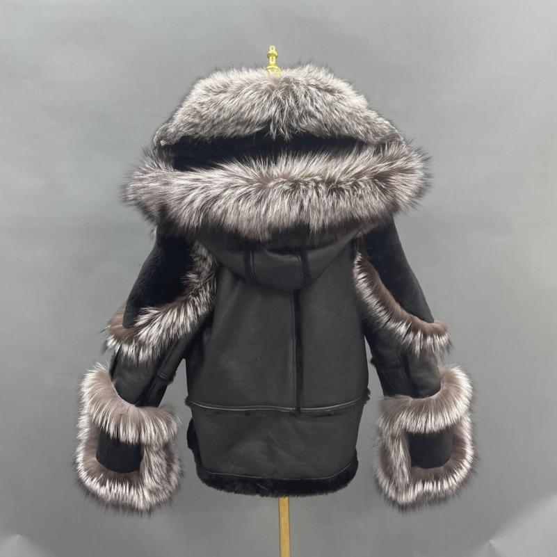 Men's Popular Motorcycle Style Fur Coat With Detachable Collar - Janefur