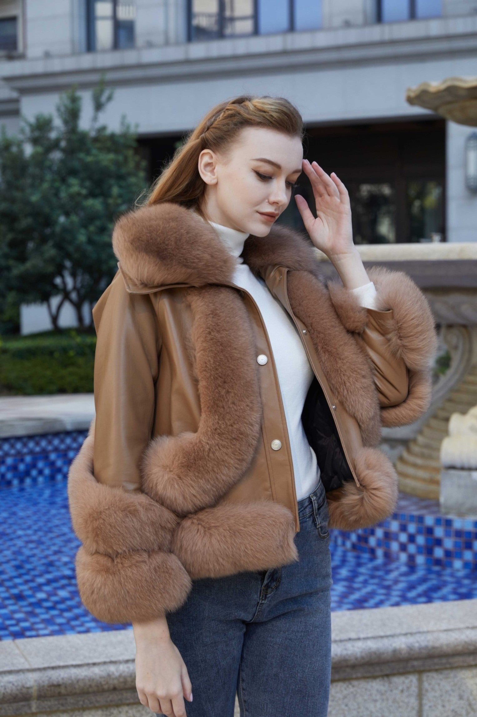 Women's Fox Fur Lapel Down Inner Jacket - Janefur