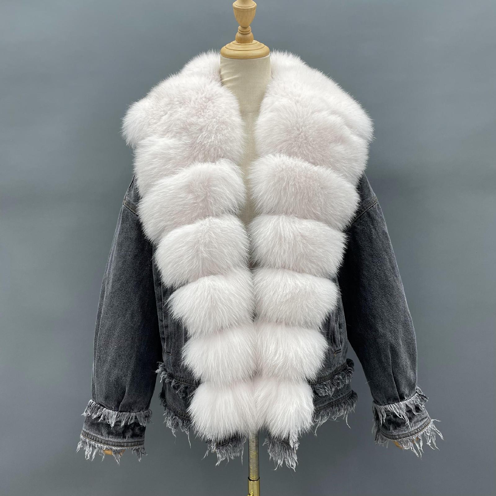 Women's Down Jacket With Real Large Fox Fur Collar Luxurious Coat For Winter Fluffy Jacket - Janefur