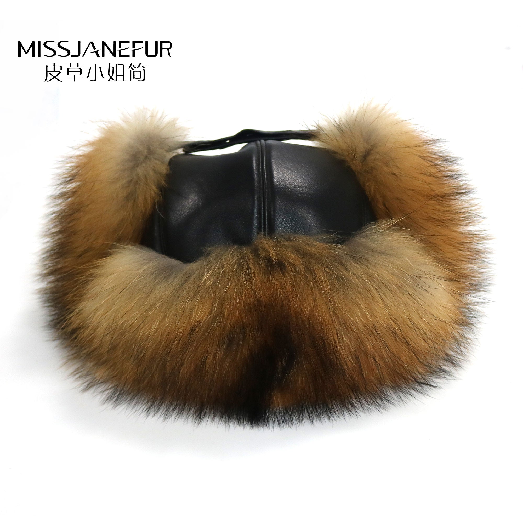 Missjanefur Warm Fox Fur Hats with Buckle Design - Janefur