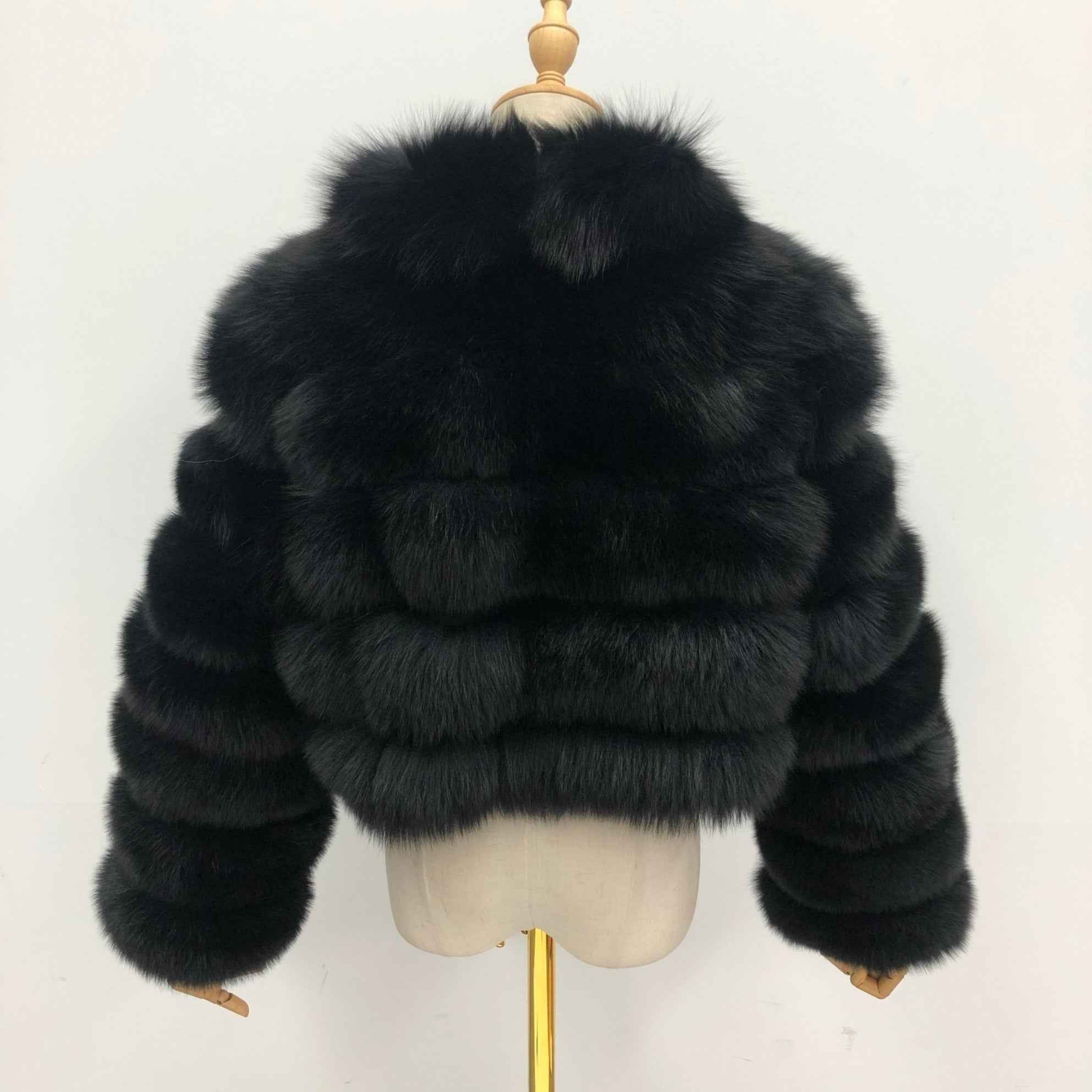 Women's Five Sections Zipper Fox Fur Coat Winter Coat - Janefur