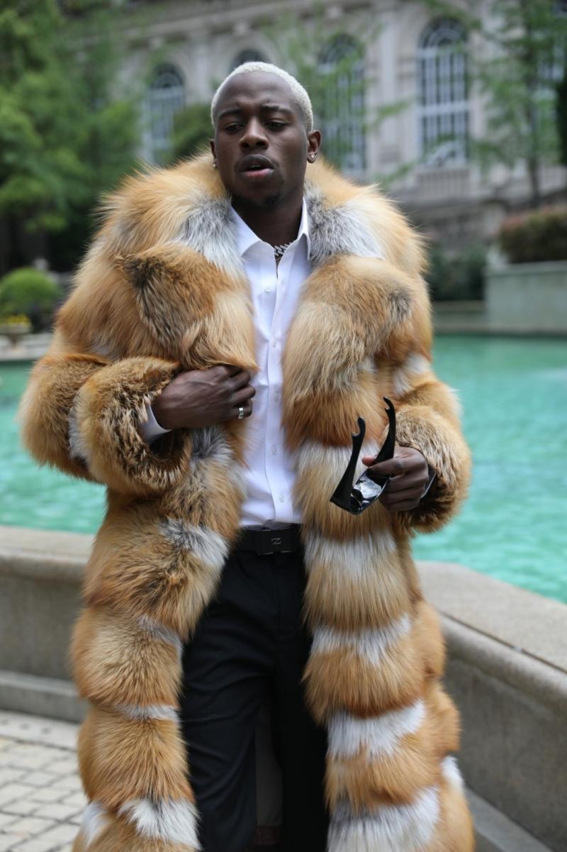 Winter Men's Long Fox Fur Coat Red Fox Warm Coat - Janefur