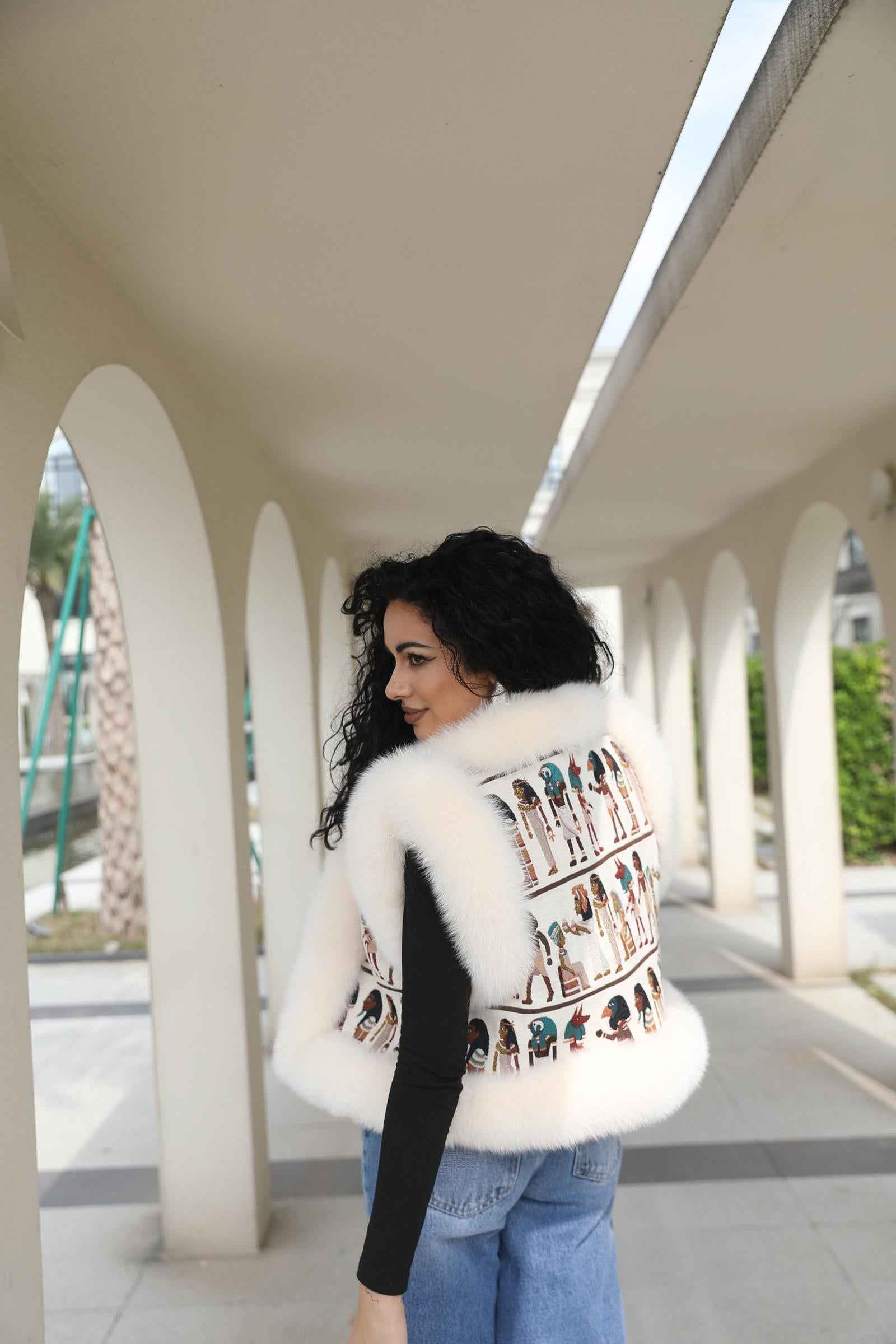 Fox Fur Vest Reversible Two-Sided Vest Women's Cute Vest - Janefur