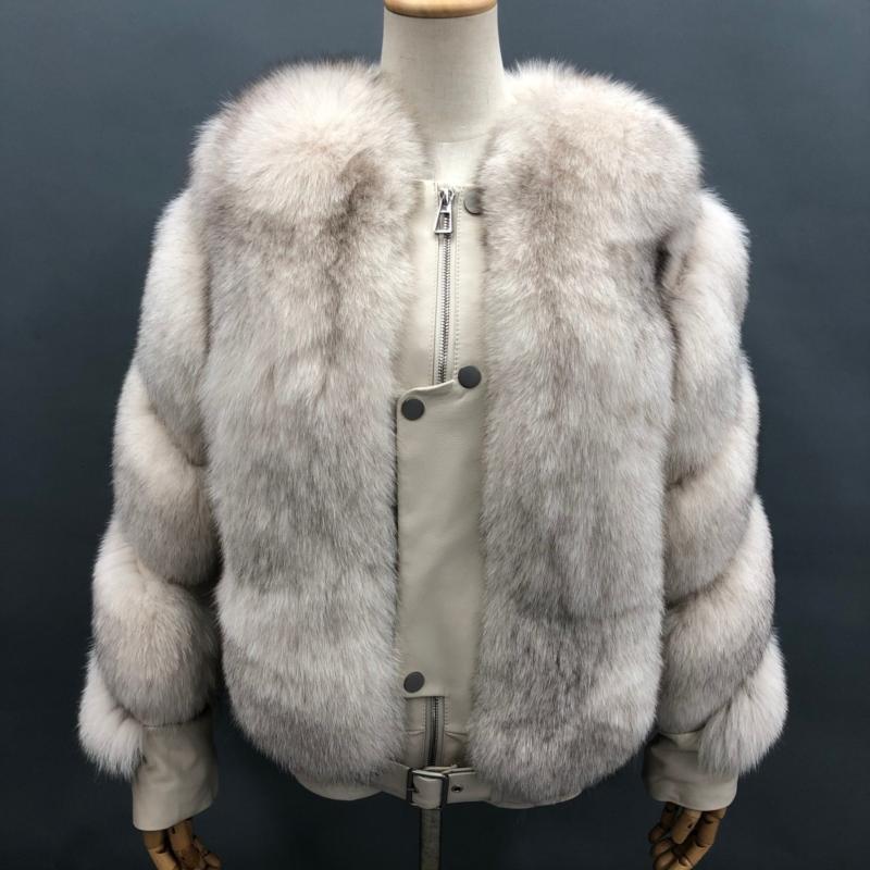 Winter Fox Fur Coat High-Quality Button Decorated Women's Coat - Janefur