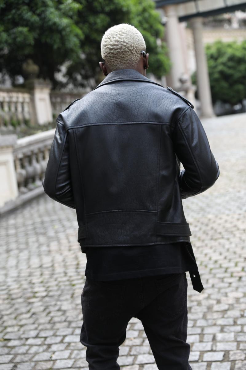 Black Windproof Leather Jacket Fashion Men's Wear - Janefur