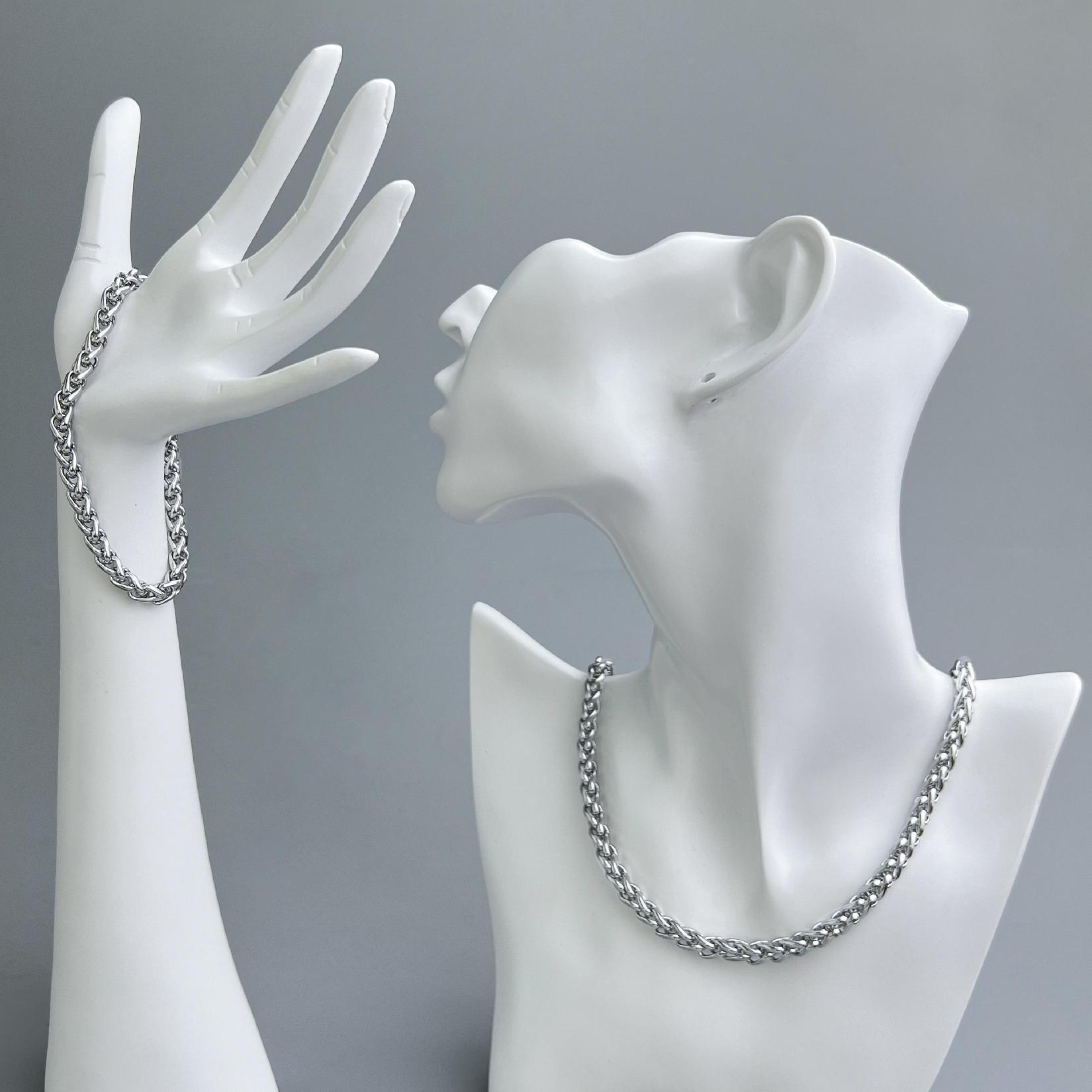Euro-American Cuban Necklace with Whip Chain Trendy Hip-Hop Style Bracelet Versatile Accessories - Janefur