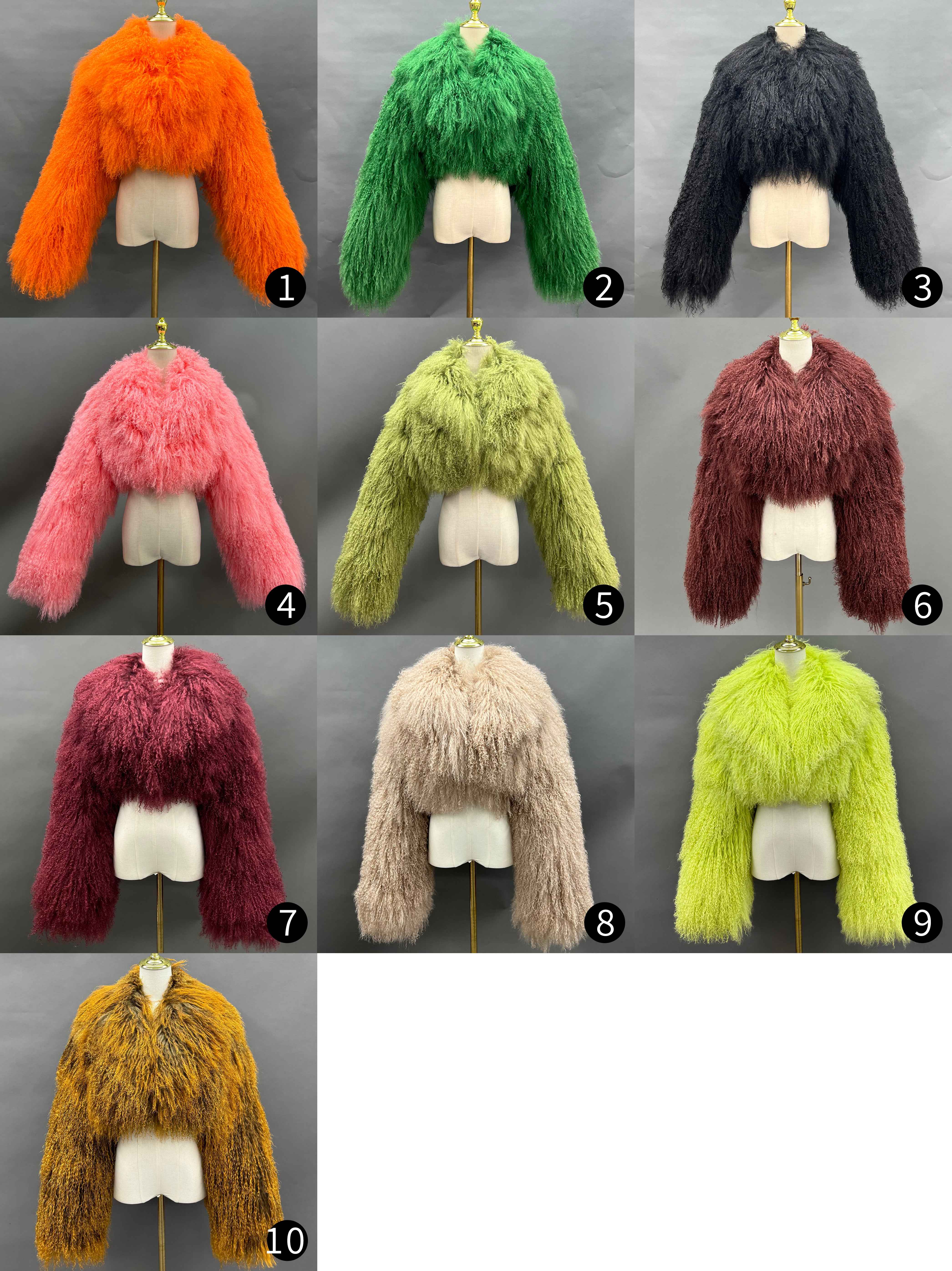 Women's Burgundy Mongolian Lamb Fur Jacket – Notch Lapel, Crop Top, Stylish Winter Outerwear for Women 6#Red Brown