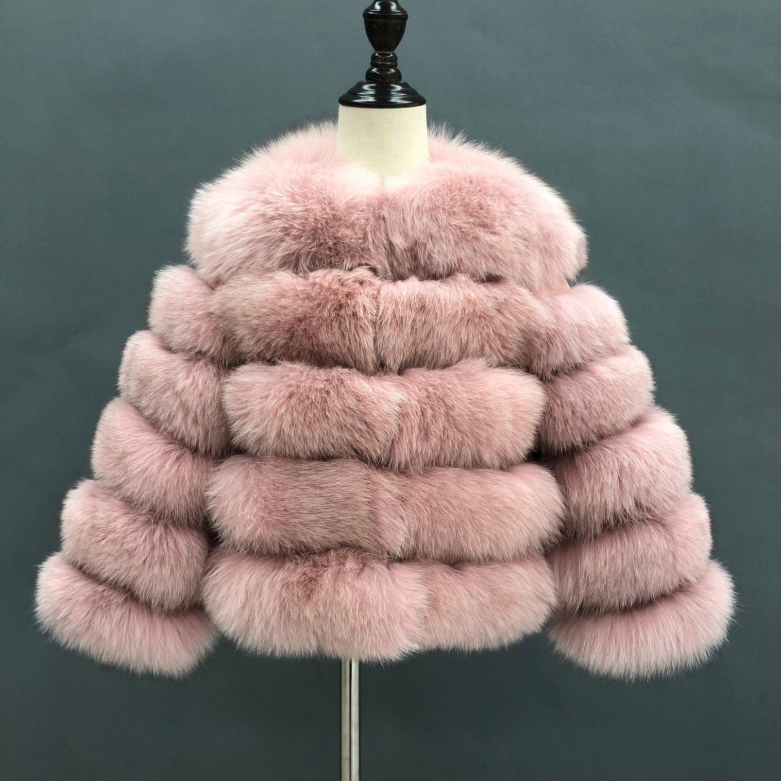 New Children's Winter Five Section Fox Fur Coat Windproof and Warm Parent-Child Model Coat - Janefur