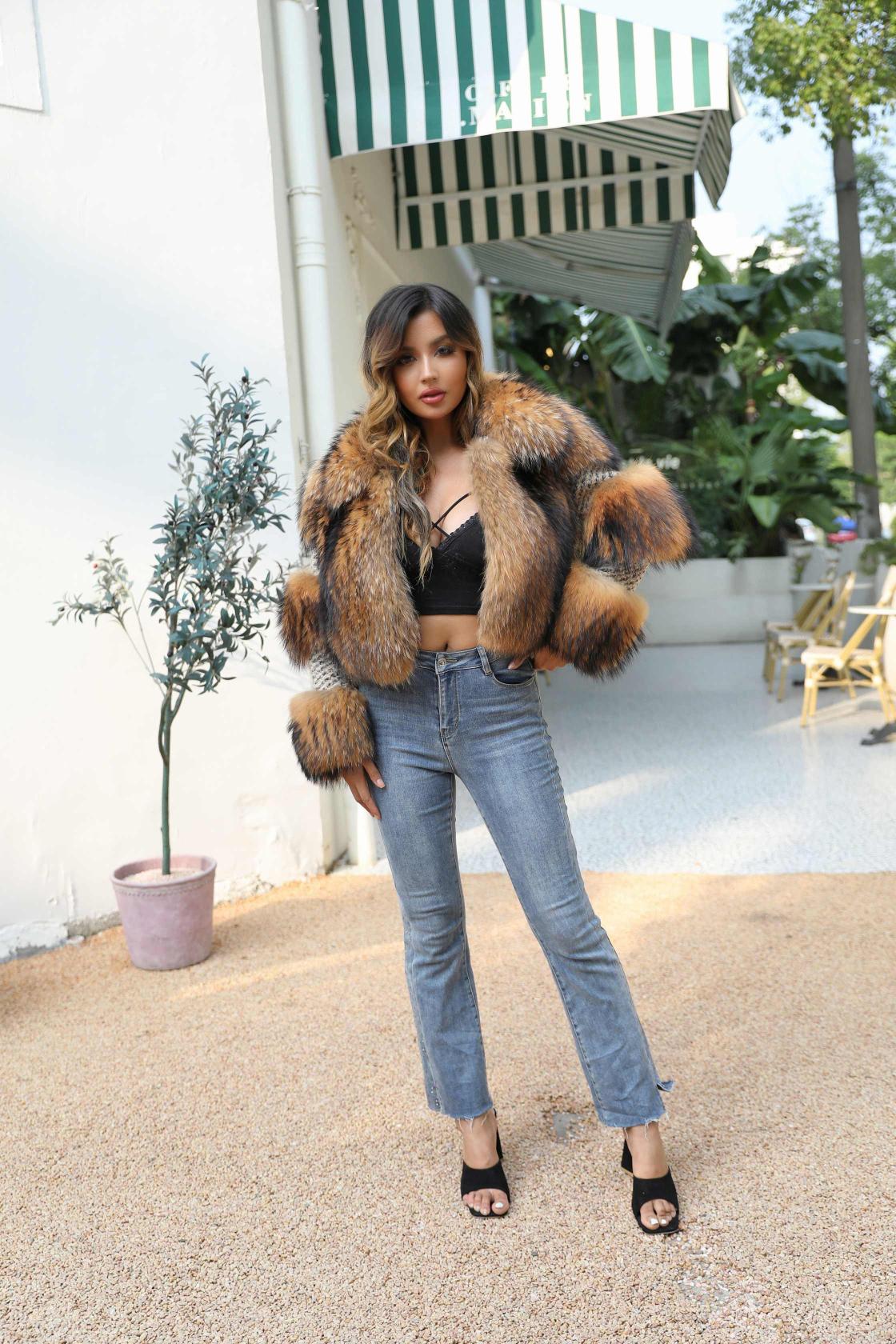 Warm Lady Luxury Fur New Fashion Winter Real Raccoon Fur Coats - Janefur
