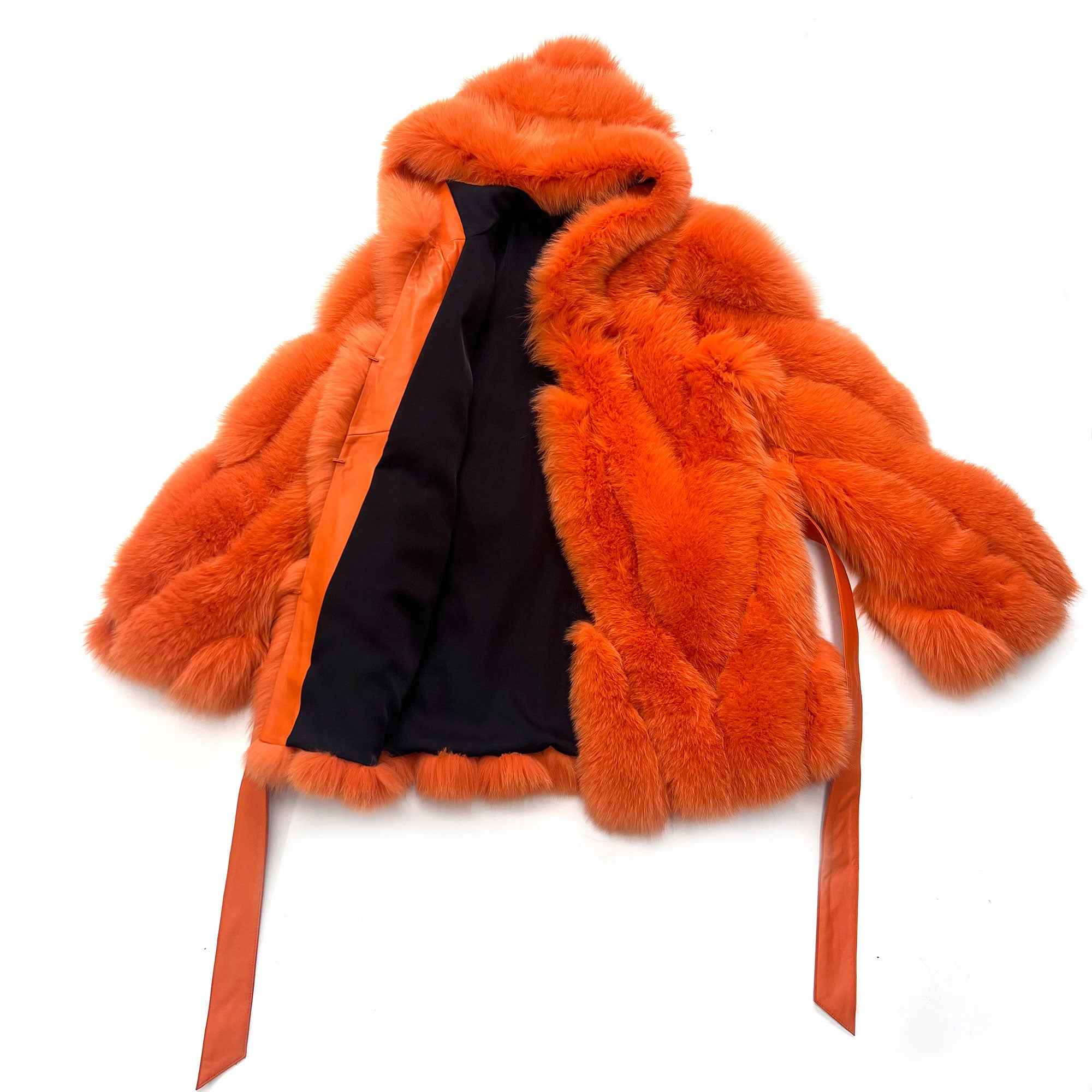 Factory Wholesale Solid Color Womens Fox Fur Thick Coat with Hood - Janefur