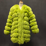 Fashion Autumn And Winter Designer Long Women's Blue Fox Fur Jacket - Janefur