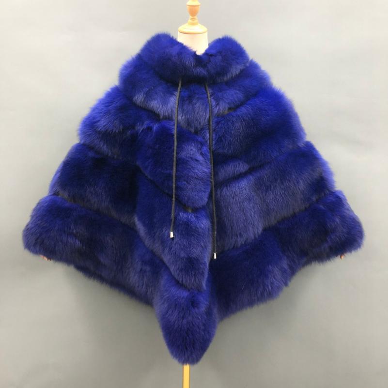 High Quality Women's Luxury Fox Fur Cloak Loose Genuine Fox - Janefur