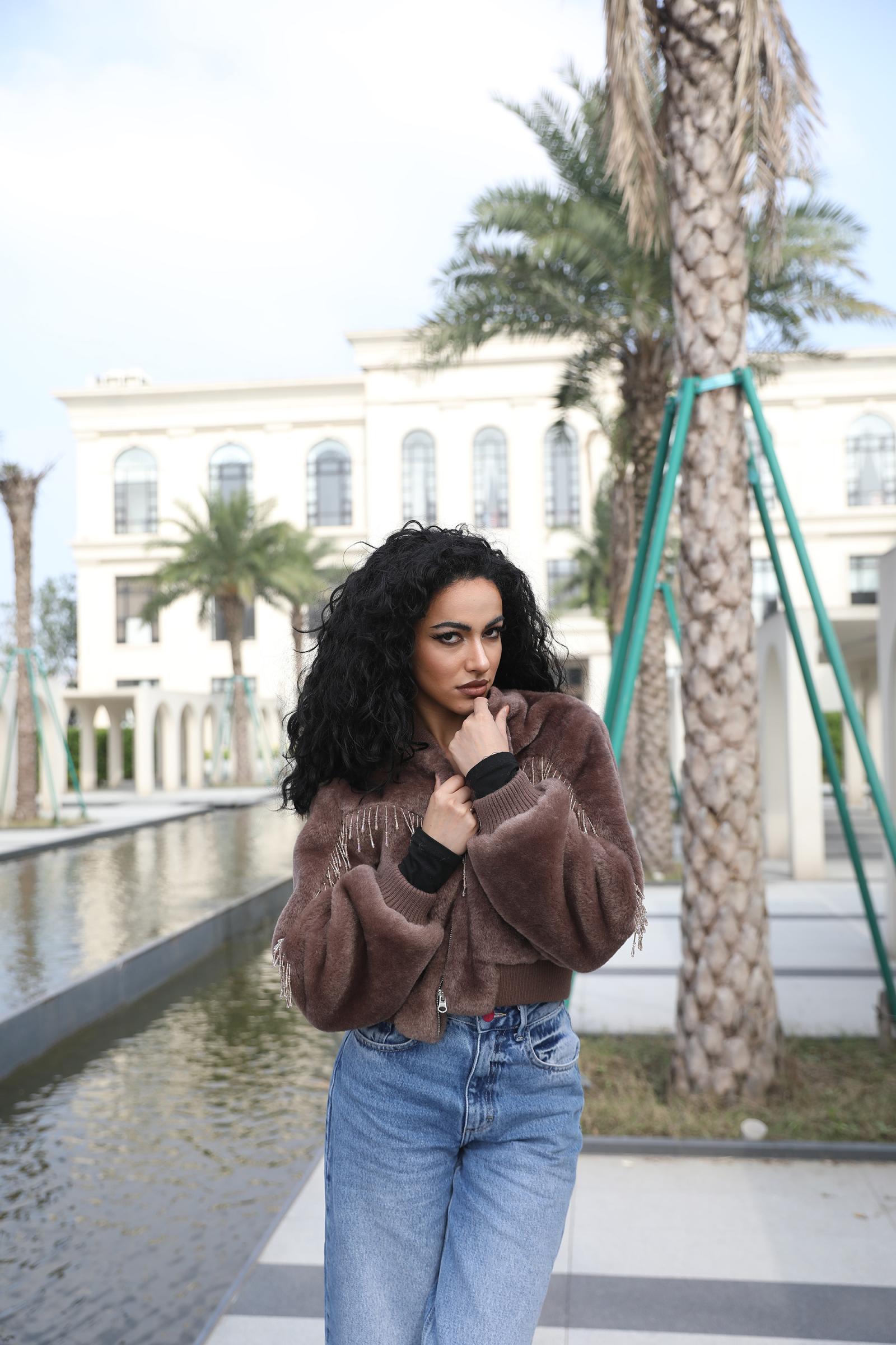 Eco -friendly Fur Jacket for Women Fashion Fringe Faux Fur Baseball Jacket - Janefur