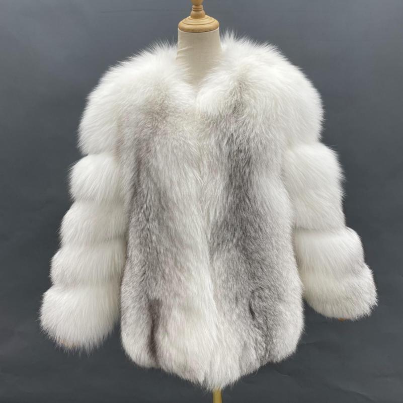 Fluffy Real Fox Fur Coat Women's Warm Clothes - Janefur