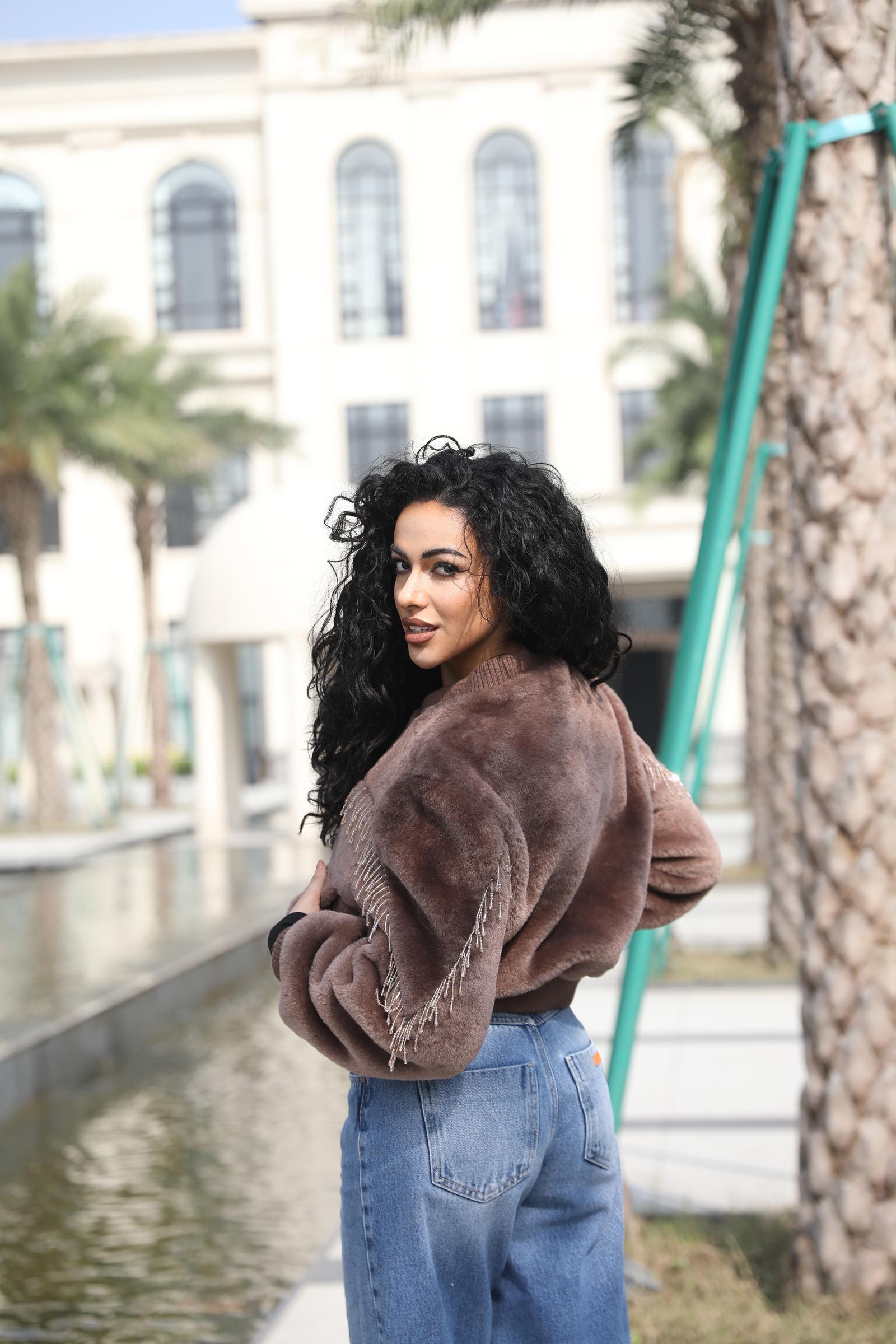 Eco -friendly Fur Jacket for Women Fashion Fringe Faux Fur Baseball Jacket - Janefur