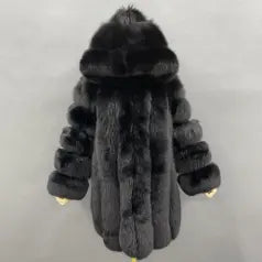 Women's Warm Real Fox Fur Hooded Coat In Winter - Janefur