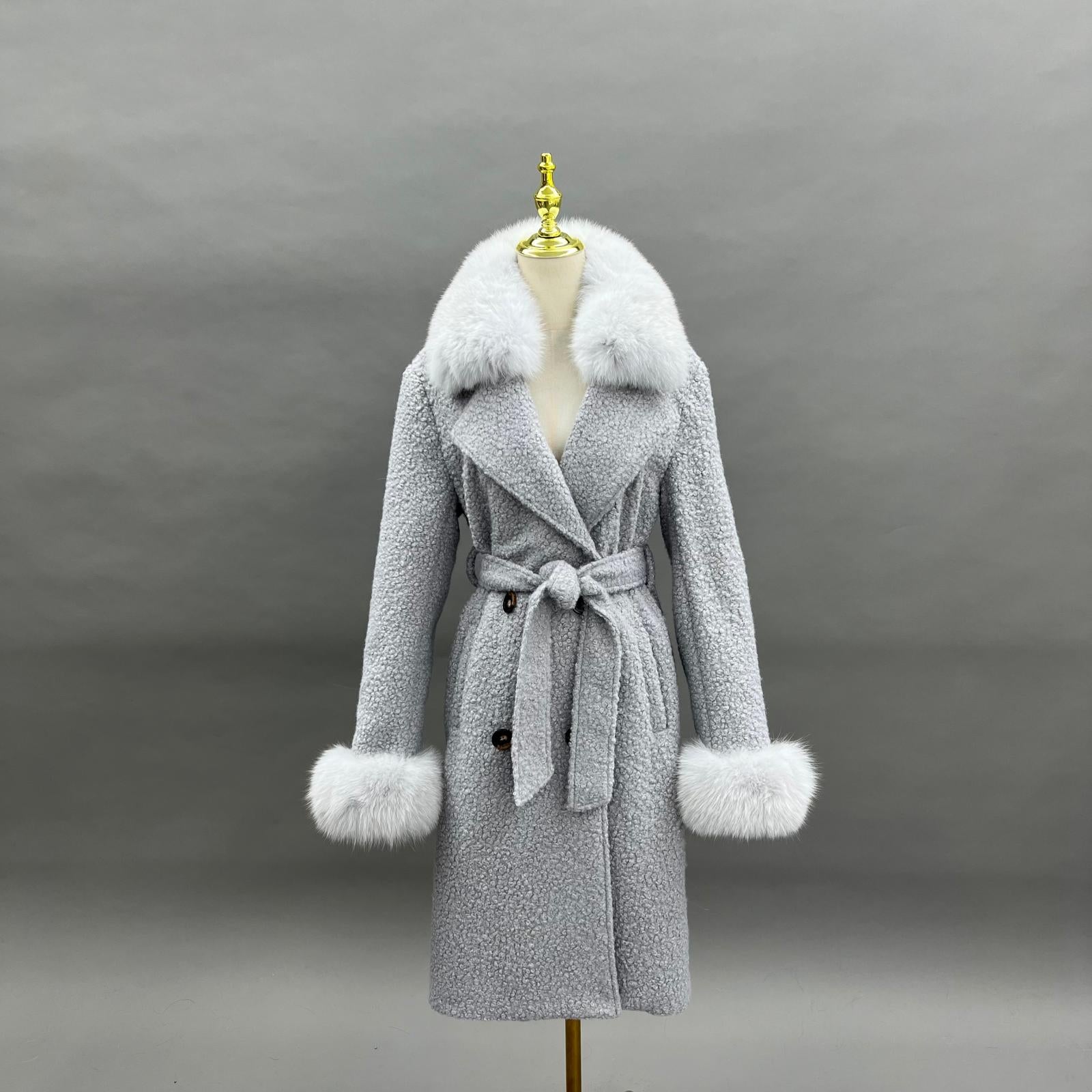 Circle Fleece Coat for Women Classic Fashion Small Square - Collar Jacket - Janefur
