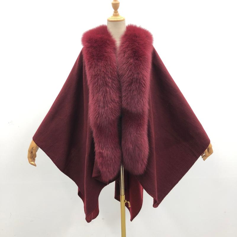 Red Fox Blue Fox Placket Fur Shawl - Janefur