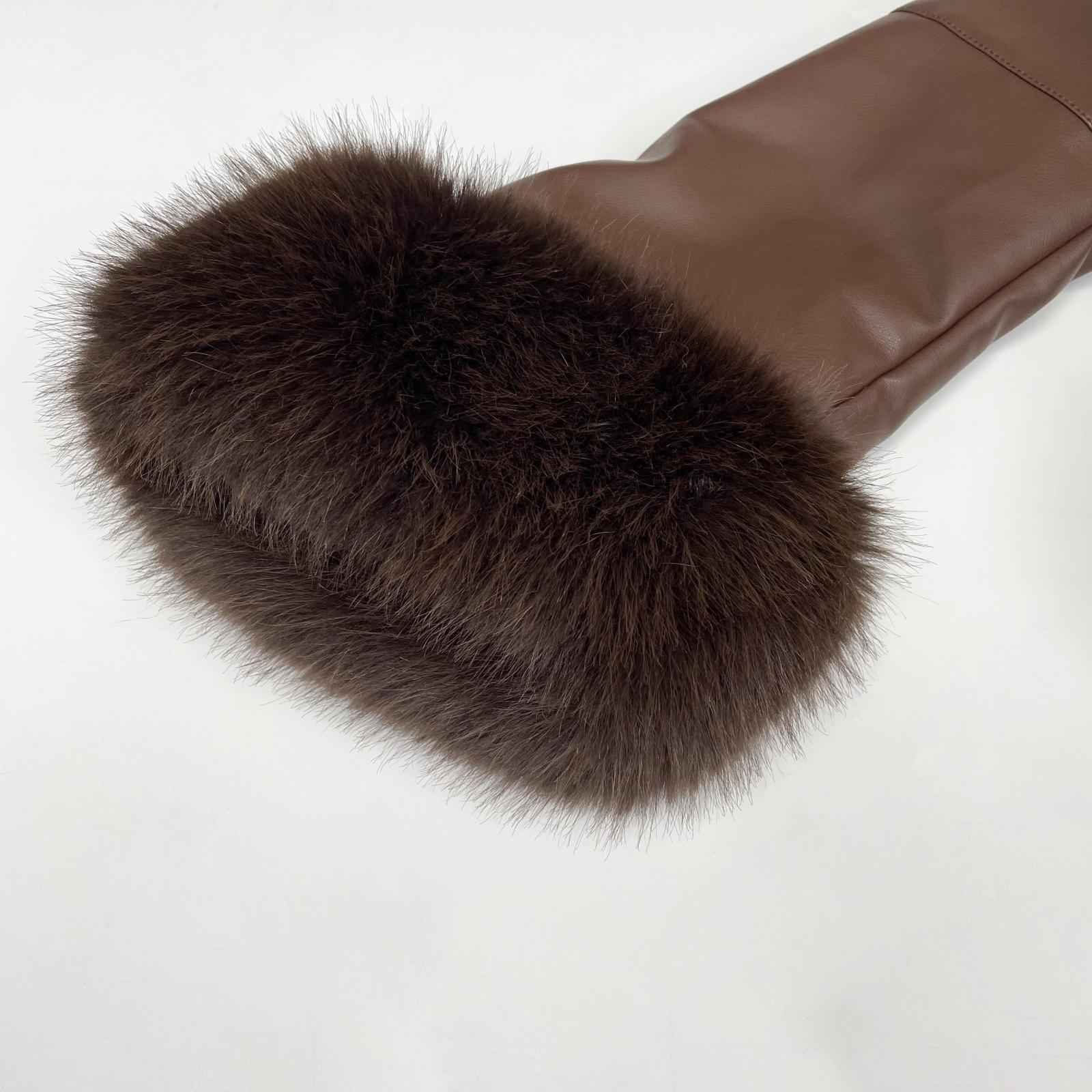 Eco-Friendly Leather-Like Faux Fur Trendy Suit Collar Buttoned Leather Coat - Janefur