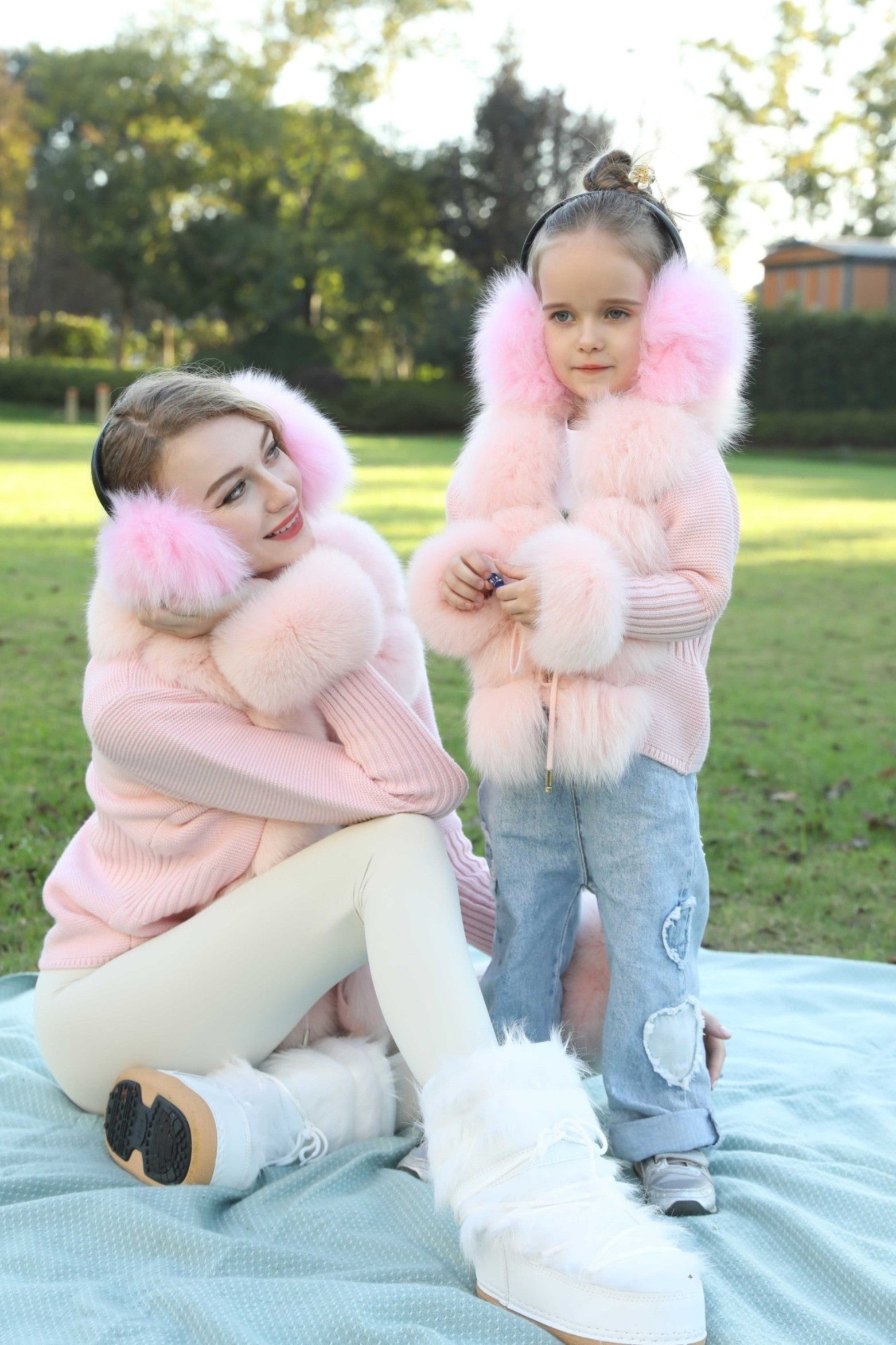 Parent-child Model Fox Fur Earmuffs for Fall and Winter - Janefur