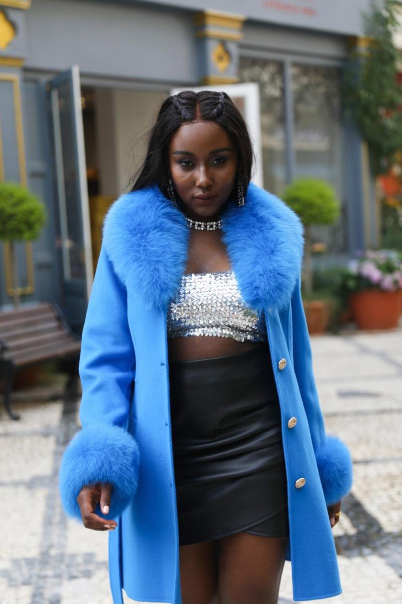Single Breasted Lace-up Cashmere Coat - Janefur