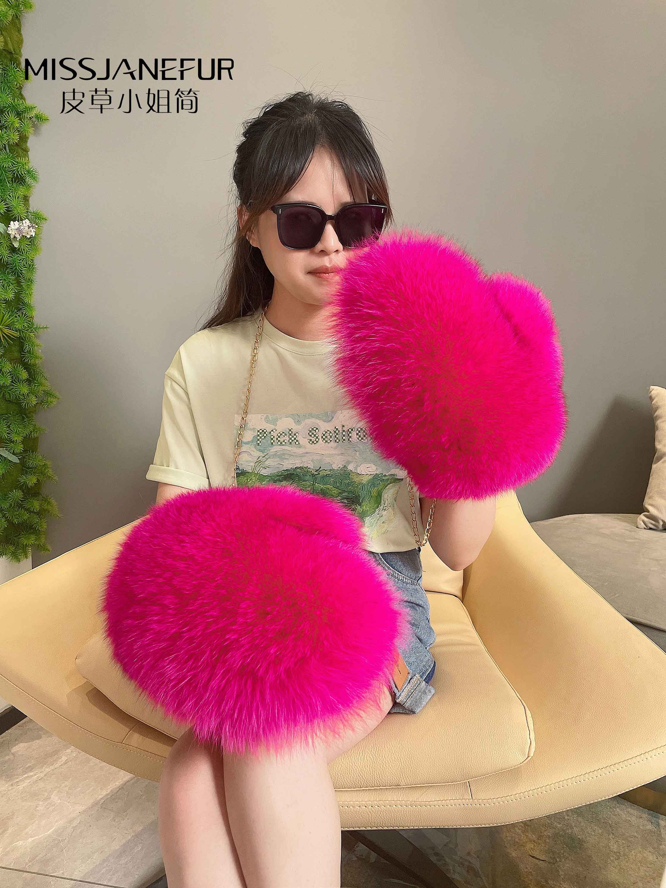 Missjanefur Cute Fox Fur Gloves for Apparel - Janefur