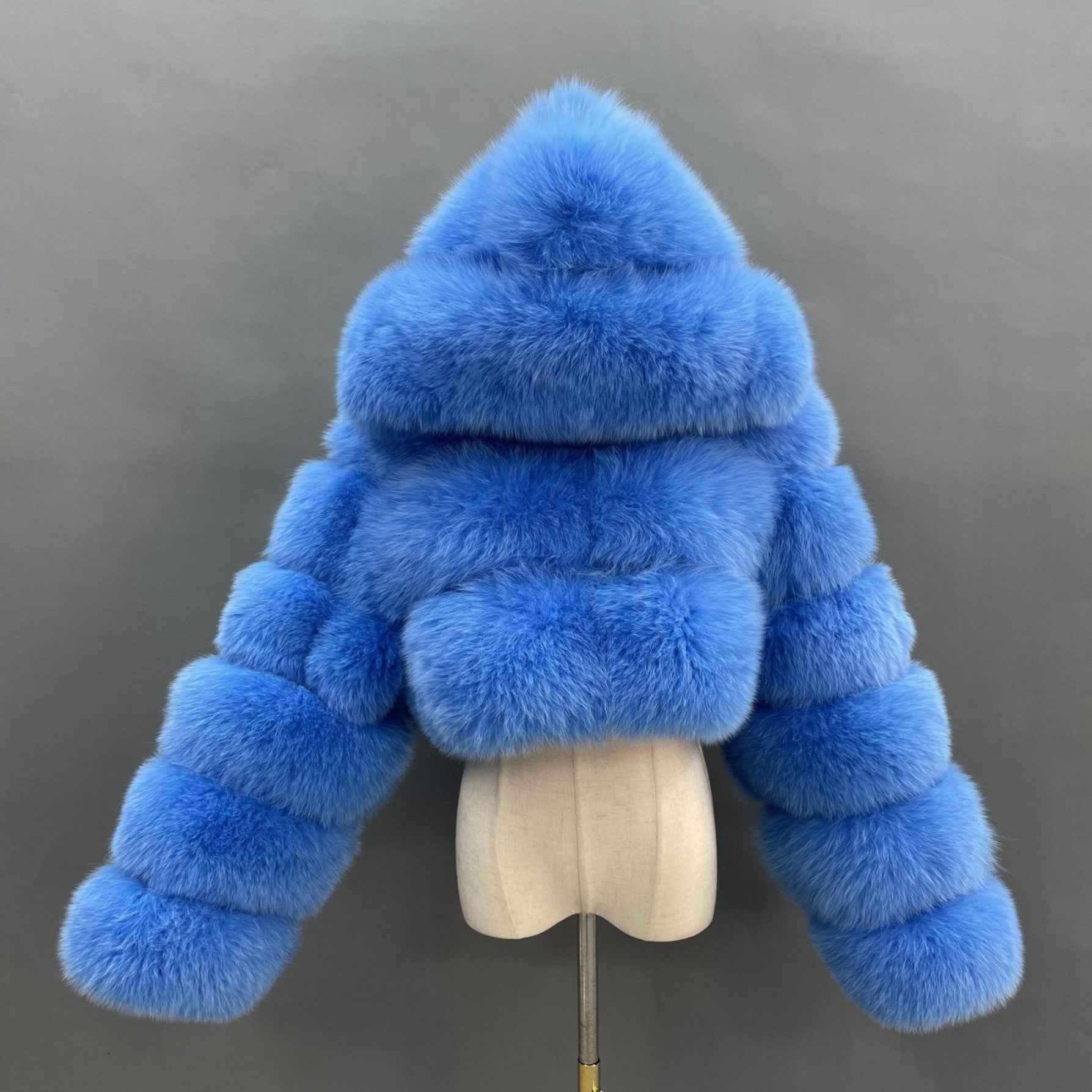 New Women's Winter Rainbow Fox Fur Hooded Coat - Janefur