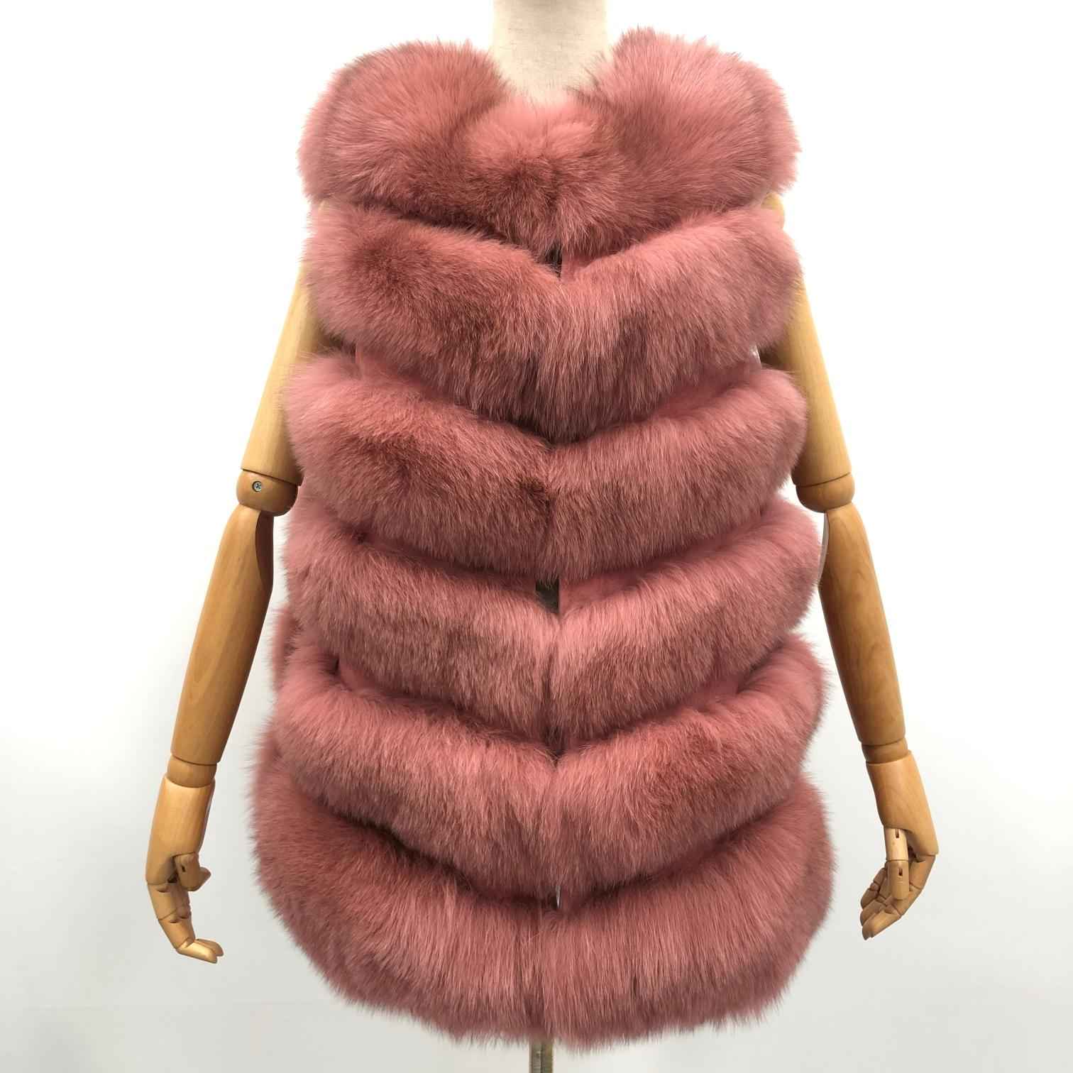 Fashion Women's Comfortable Fluffy Fox Fur Vest Solid Color - Janefur