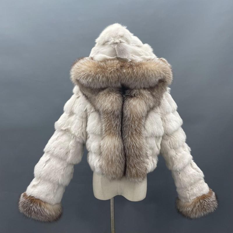 Fox Front Zipper Coat with Hood - Janefur