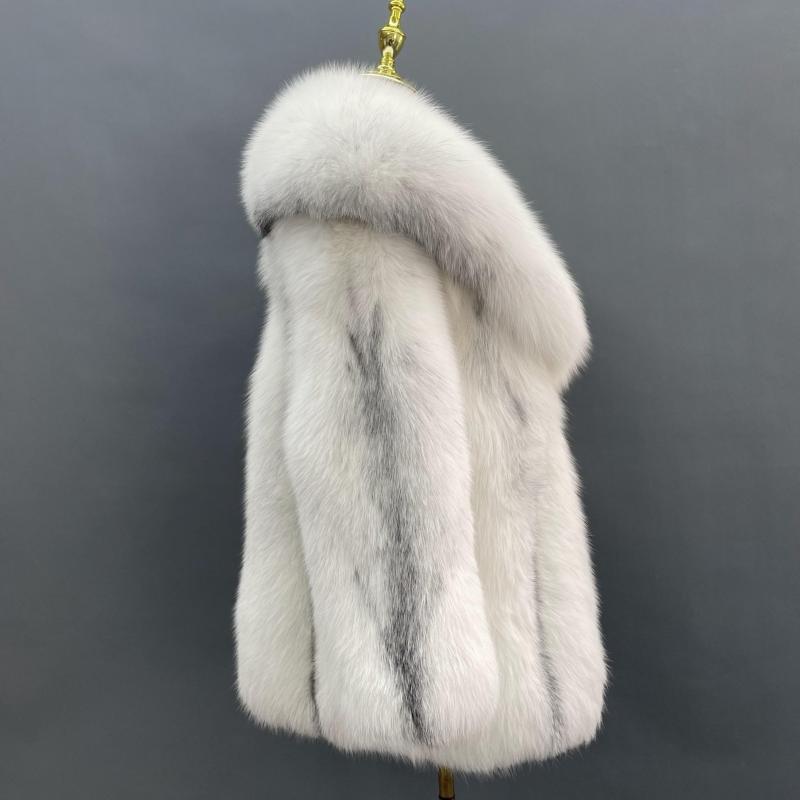 Coat With A Shawl Collar Made Of Whole Golden Island Fox Fur - Janefur