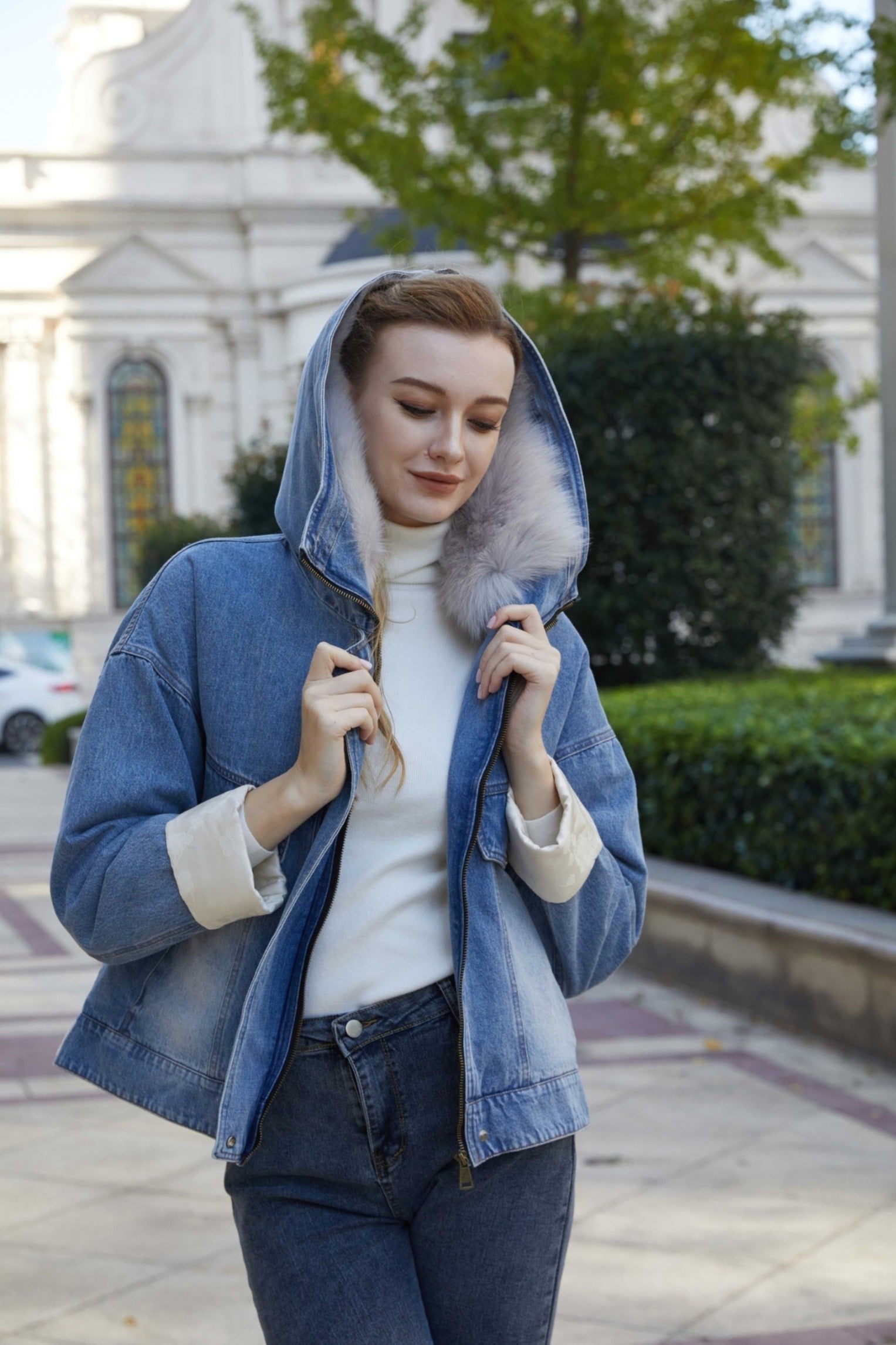 Women's Winter Archangel Denim Down Inner Warm Jacket - Janefur