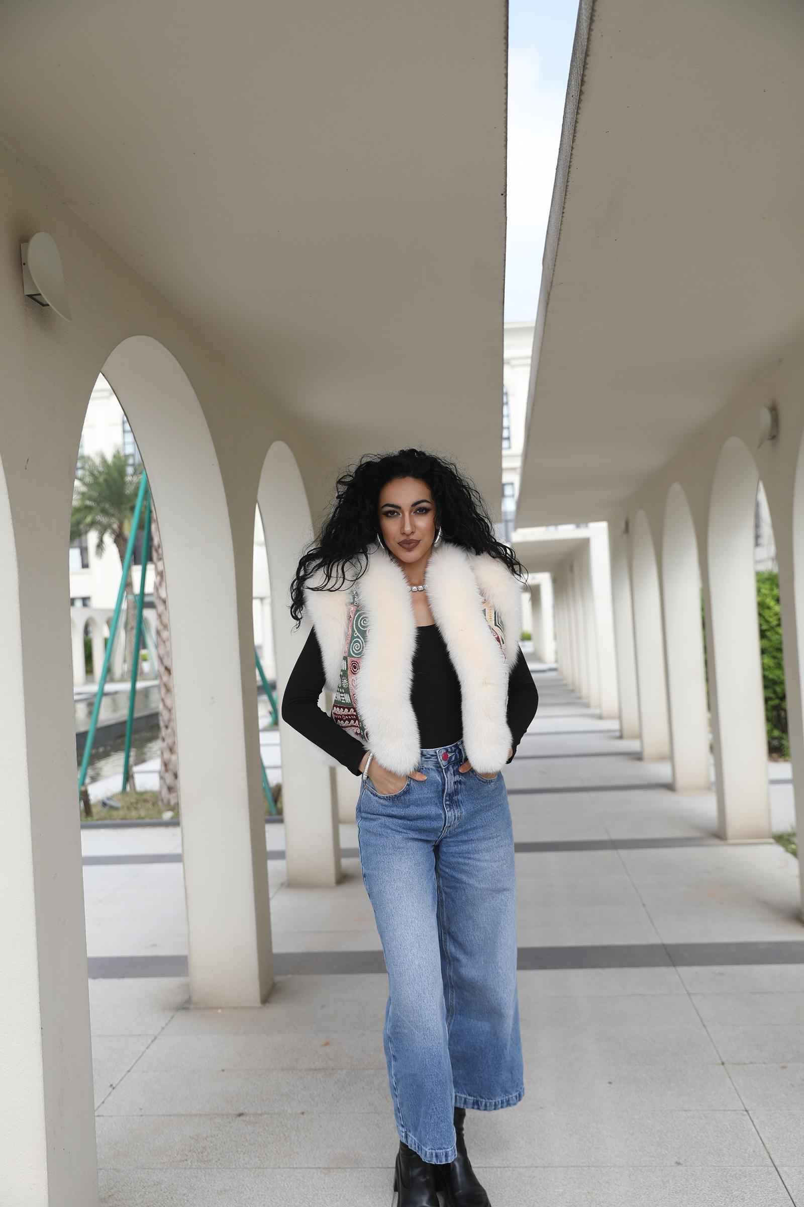 Fox Fur Vest Reversible Two-Sided Vest Women's Cute Vest - Janefur