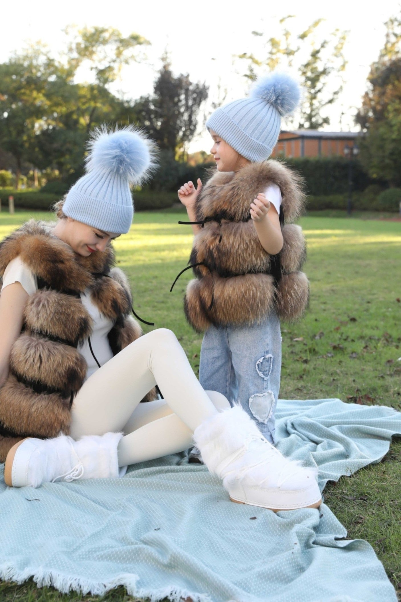 Winter Knitted Angora Beanie Hat With Removable Fur Pom Pom - Janefur