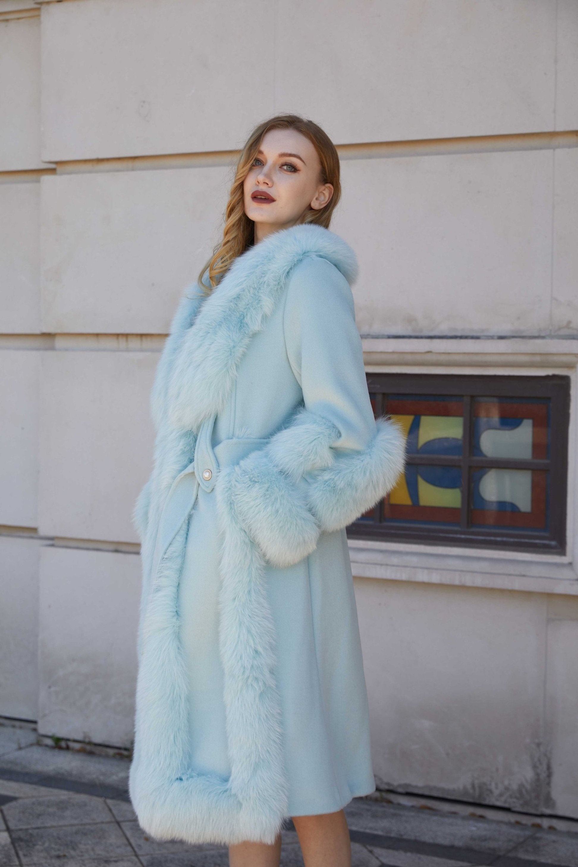 Trendy New Cashmere Spliced Fox Fur Long Down Jacket - Janefur