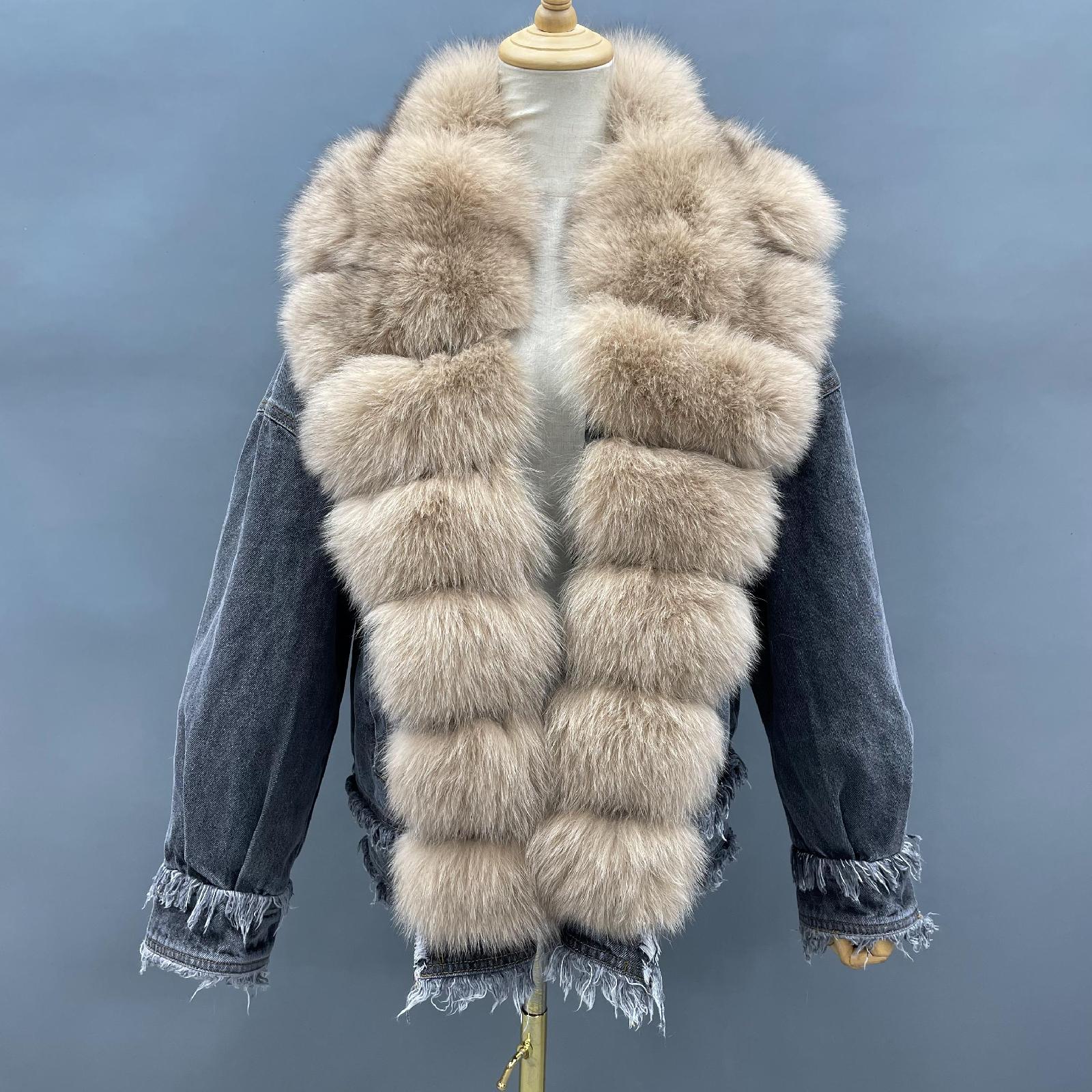 Women's Down Jacket With Real Large Fox Fur Collar Luxurious Coat For Winter Fluffy Jacket - Janefur