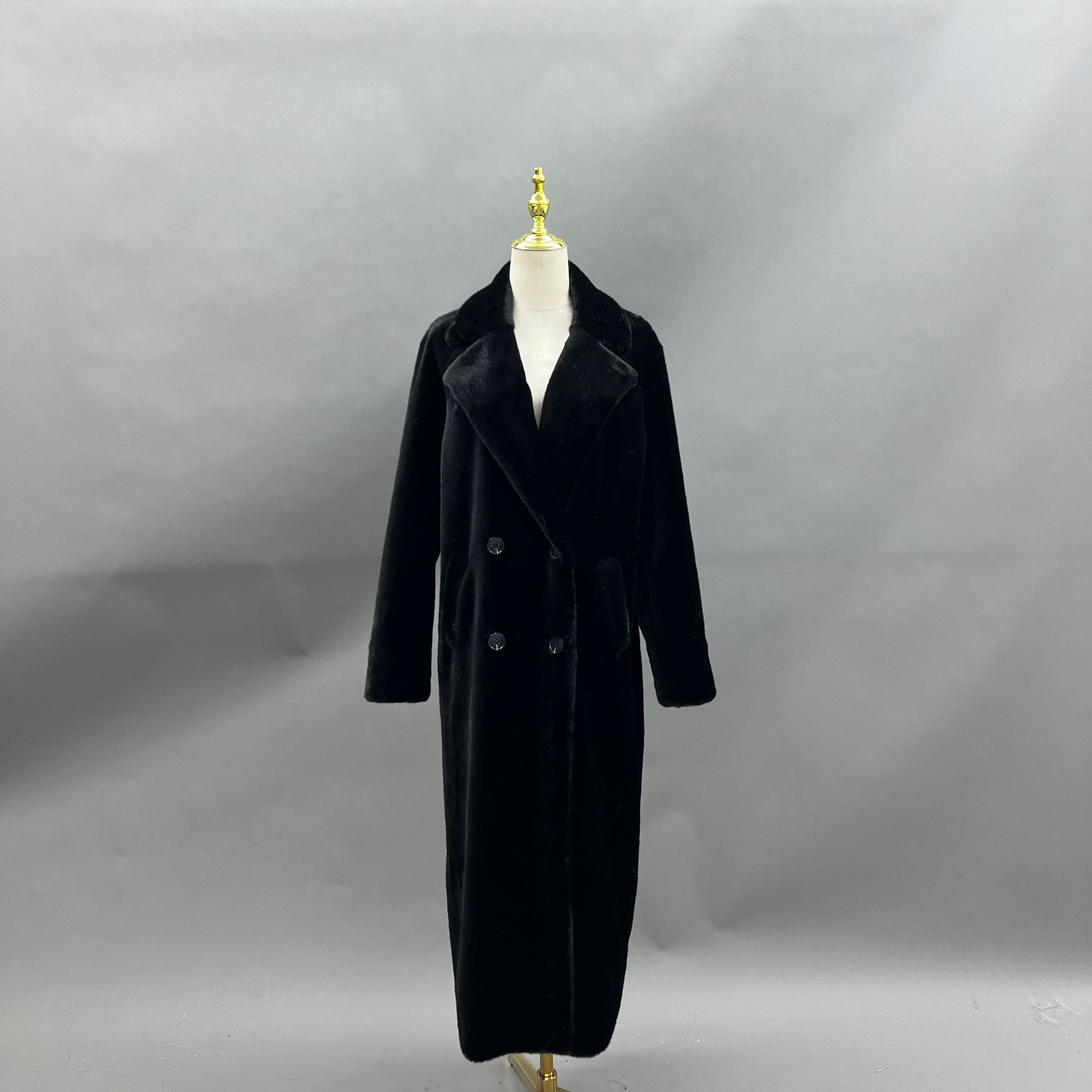 Women's Winter Solid Color Fashion Collar Faux Mink Eco Fur Coat - Janefur