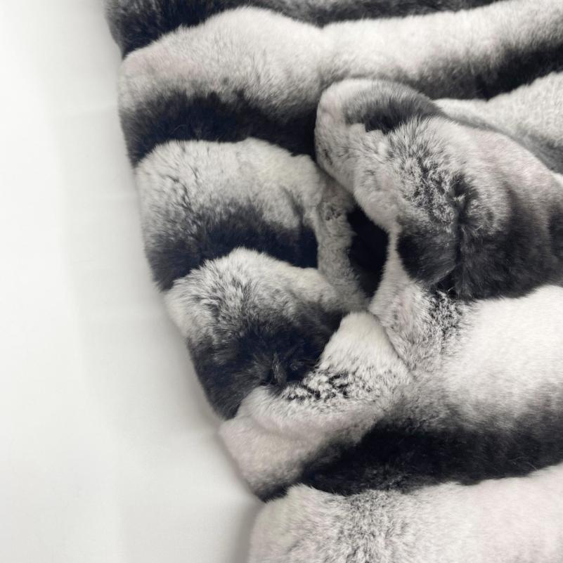 Men's Matching Color Large Fur Collar Rabbit Fur Coat - Janefur