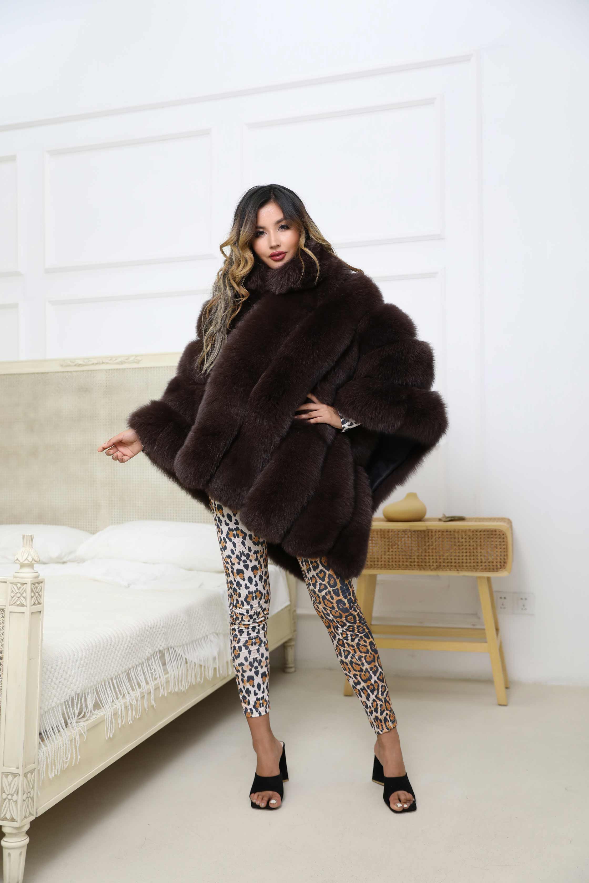 Real Fox Fur Women's Fashion Shawl - Janefur