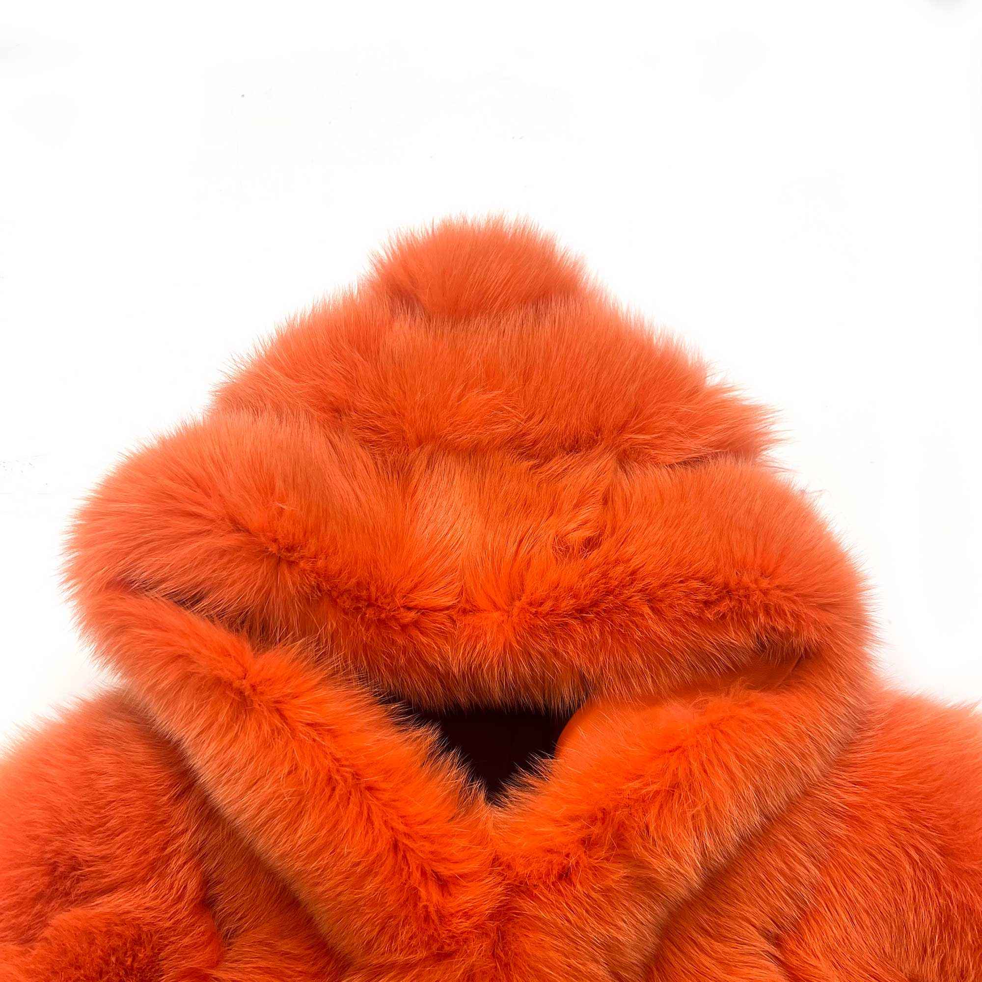 Factory Wholesale Solid Color Womens Fox Fur Thick Coat with Hood - Janefur