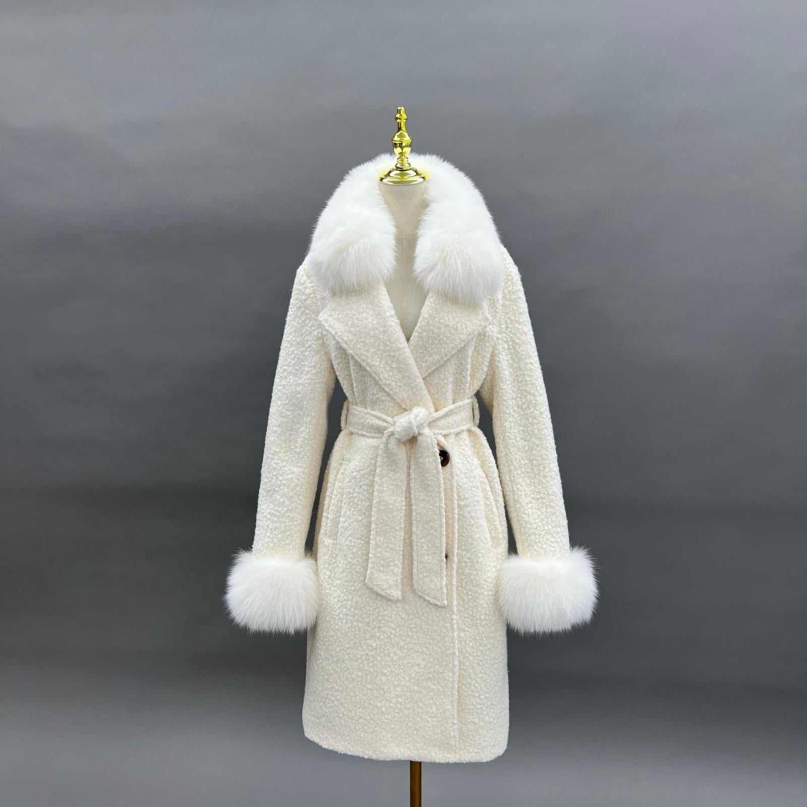 Circle Fleece Coat for Women Classic Fashion Small Square - Collar Jacket - Janefur