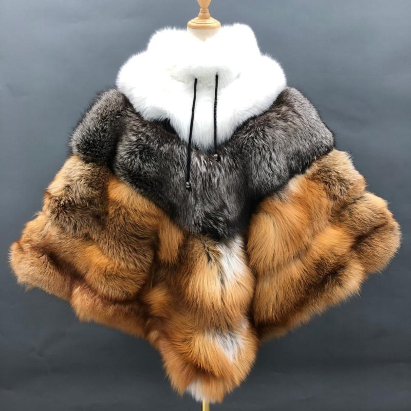 High Quality Women's Luxury Fox Fur Cloak Loose Genuine Fox - Janefur