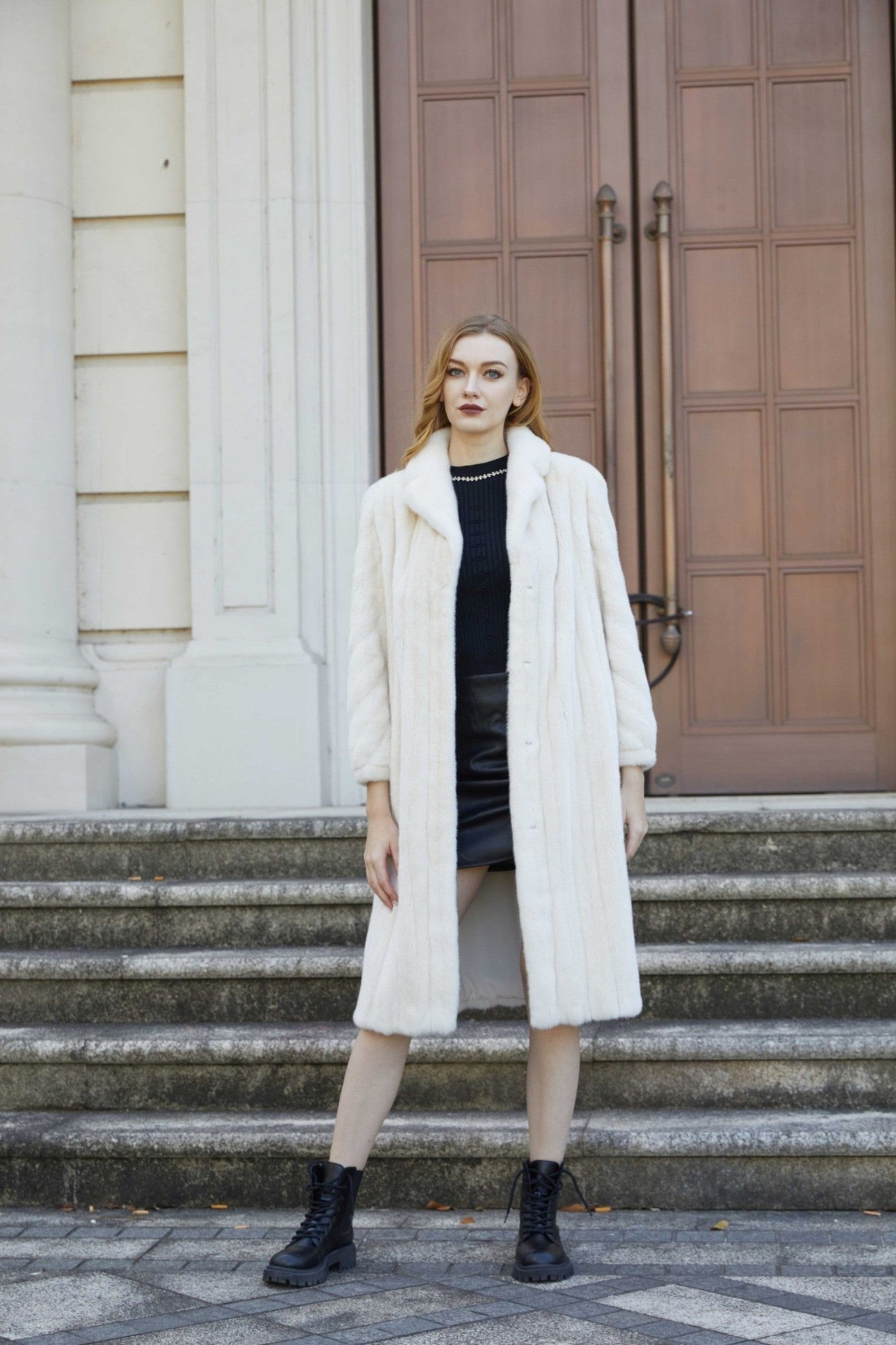 Women's Mink Spaghetti Strap Long Stand-up Collar Temperament Jacket - Janefur